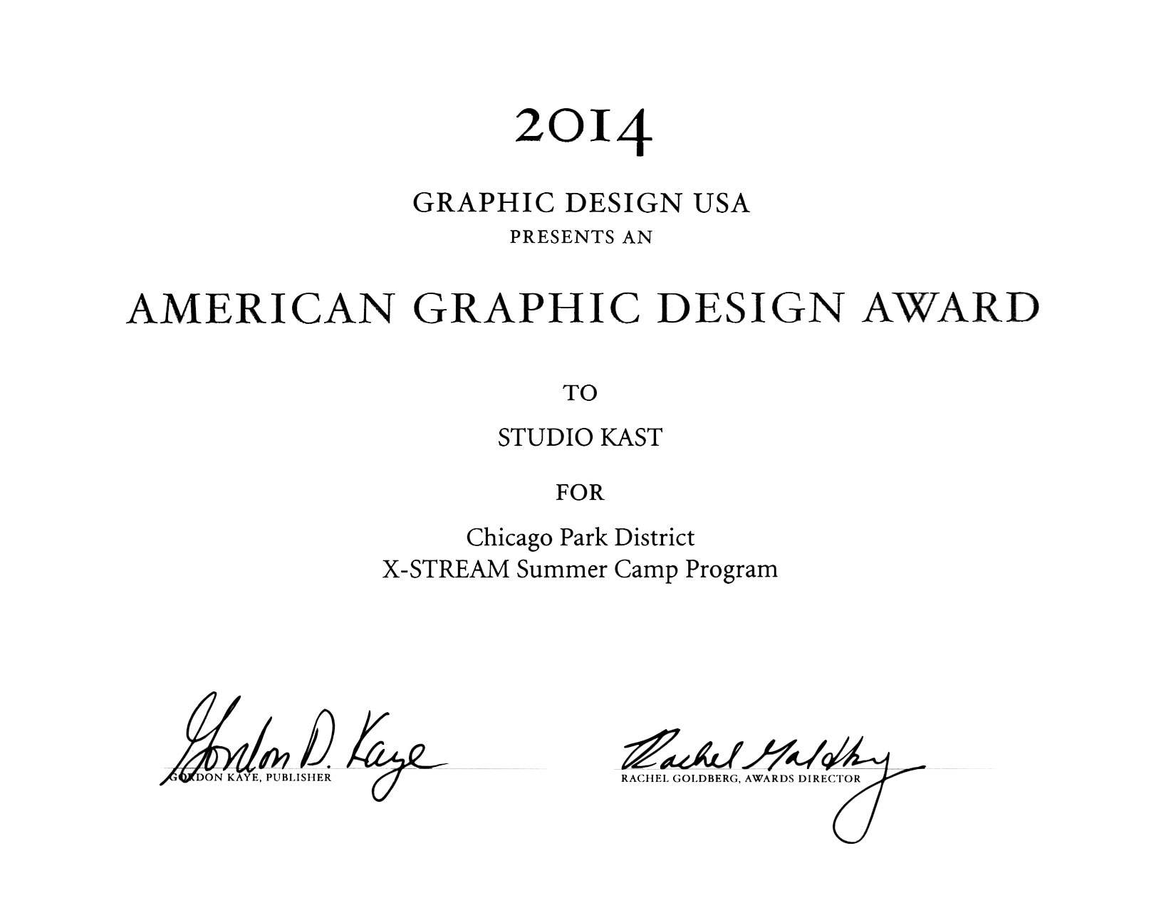 2014 AMERICAN GRAPHIC DESIGN AWARD