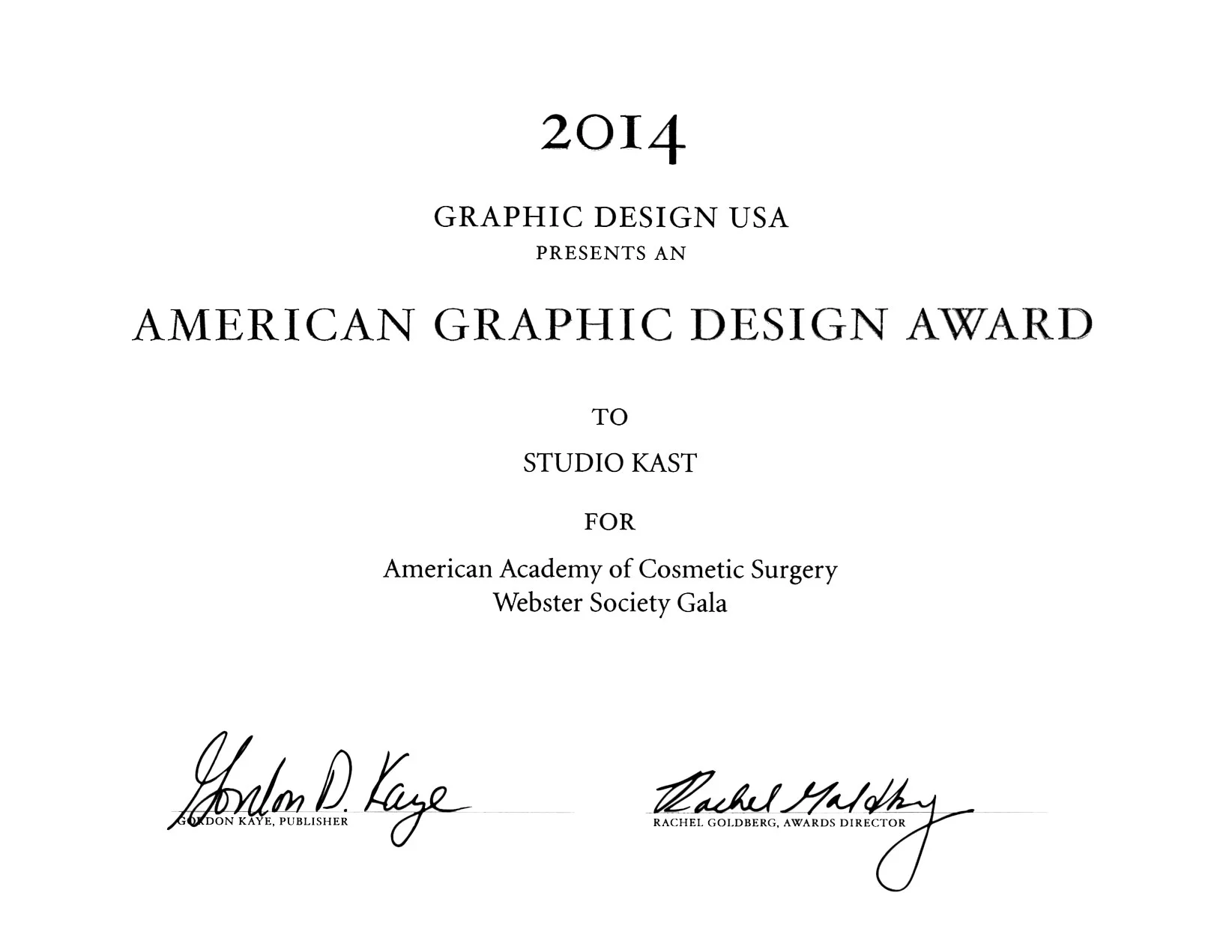 2014 AMERICAN GRAHIC DESIGN AWARD | AACS WEBSTER SOCIETY GALA