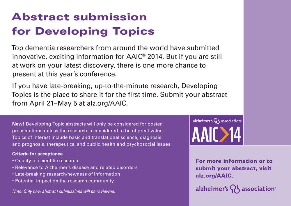 AAIC14 DEVELOPING TOPICS POSTCARD