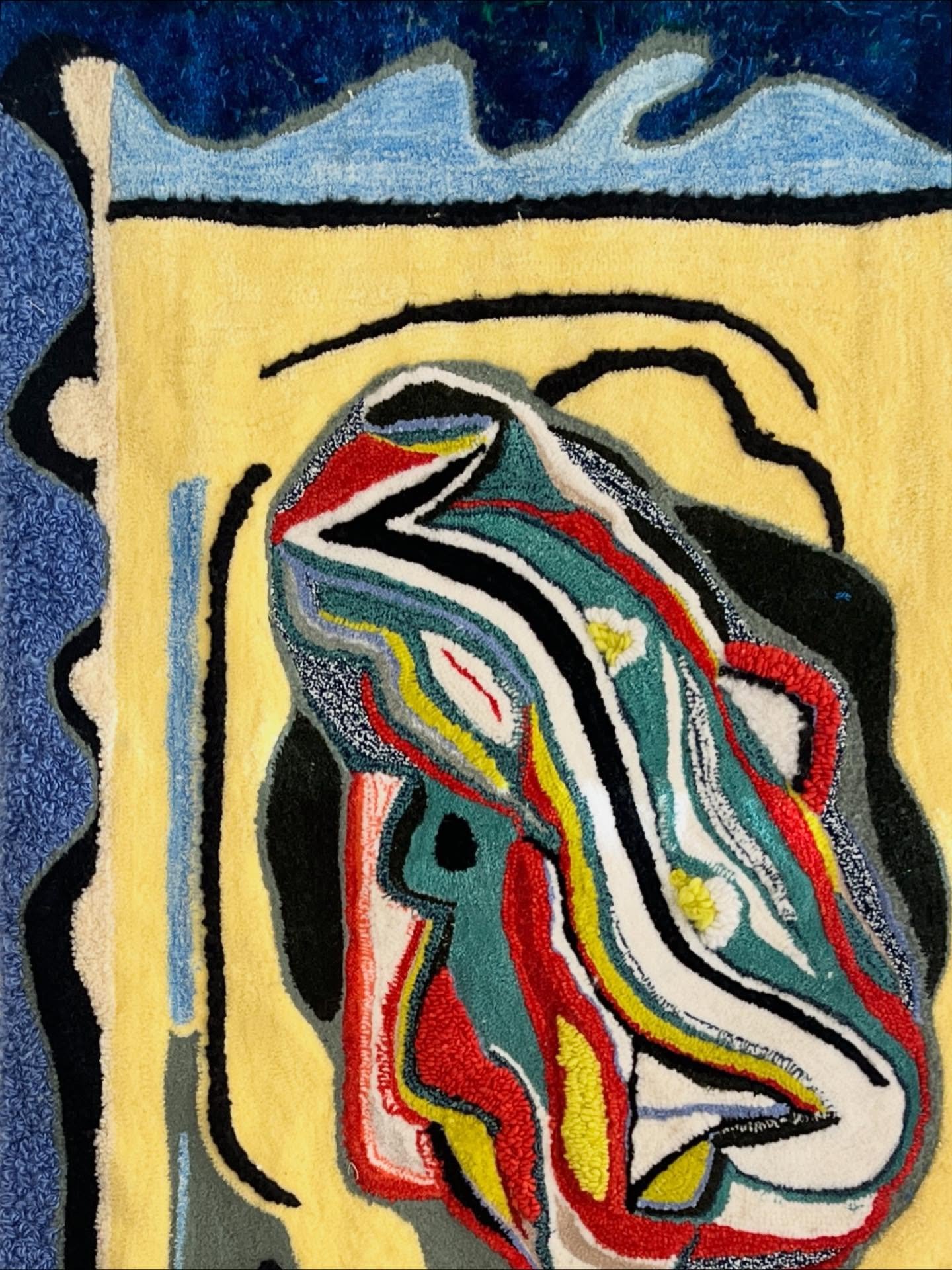 This beautiful piece by @putitinthepizza is truly stunning 🌟 Shelby is originally from San Jose and now based in Maine by way of LA. This handmade rug is called Causeway and is made of wool, acrylic, mohair &amp; silk yarns. Come see it in our curre