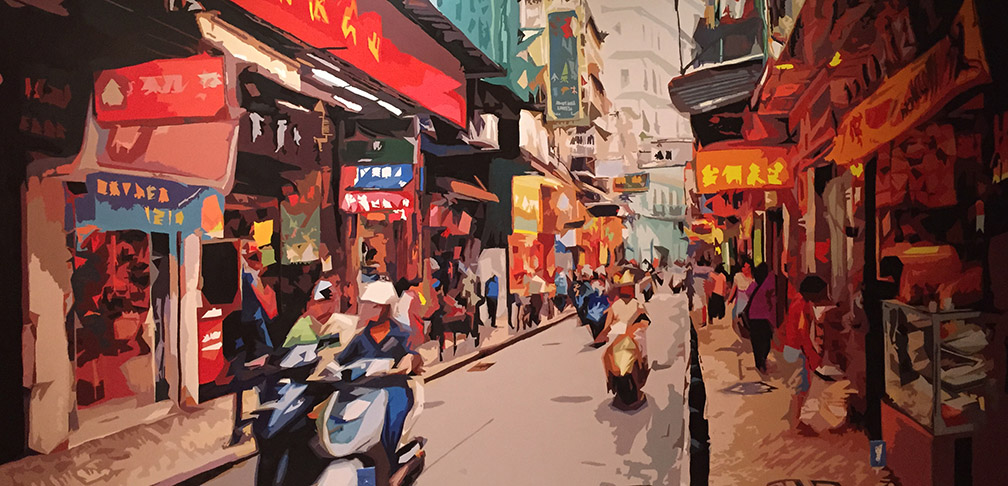 Client: KUNG POW! (Restaurant) NW Portland, 2015. Design by Dominic Cordoso. I was an assistant painter for this project.