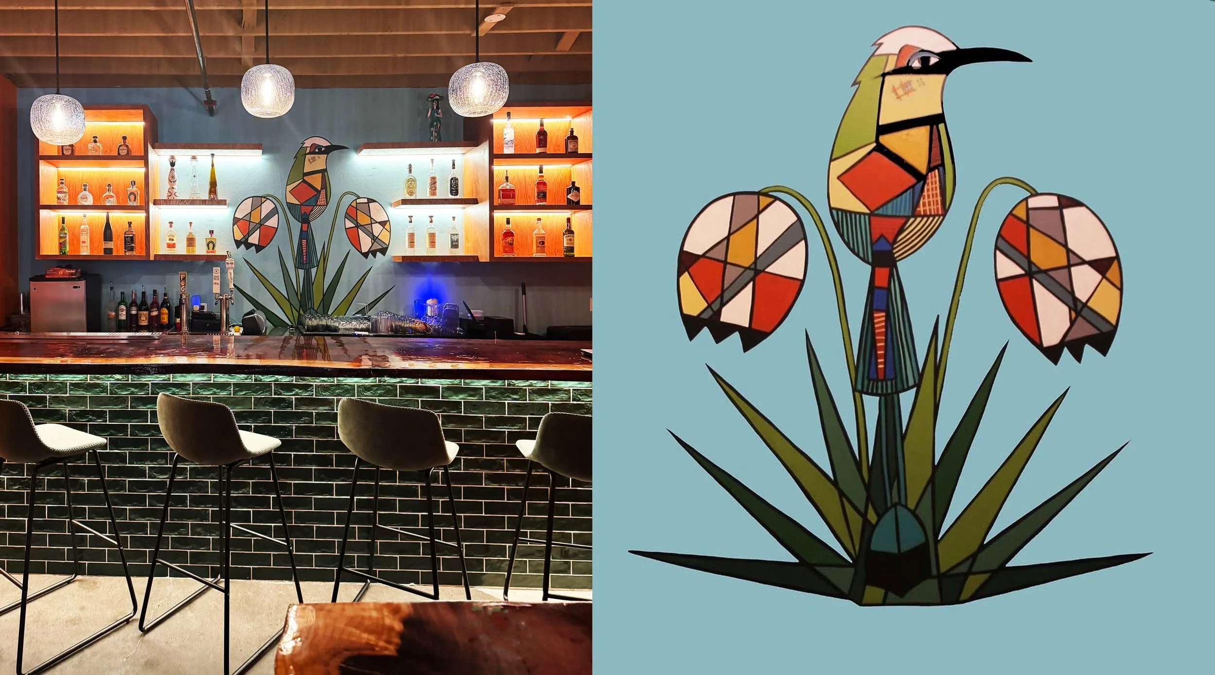  Bicho’s El Savadoran Restaurant back bar, 2024. N Mississippi Ave.  