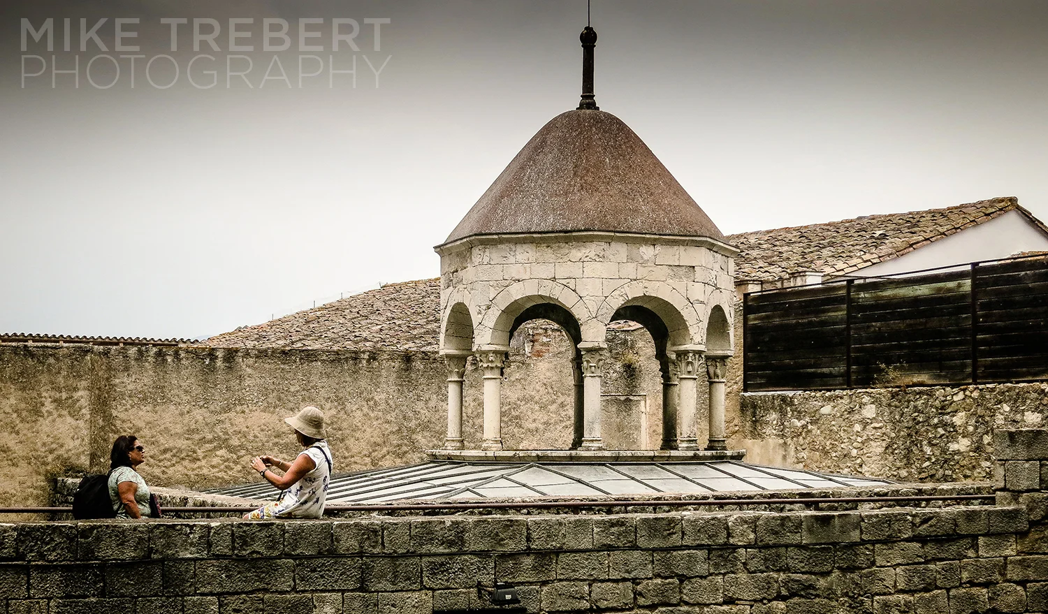 Visitors on the roof of a Roman era bath house in Girona.