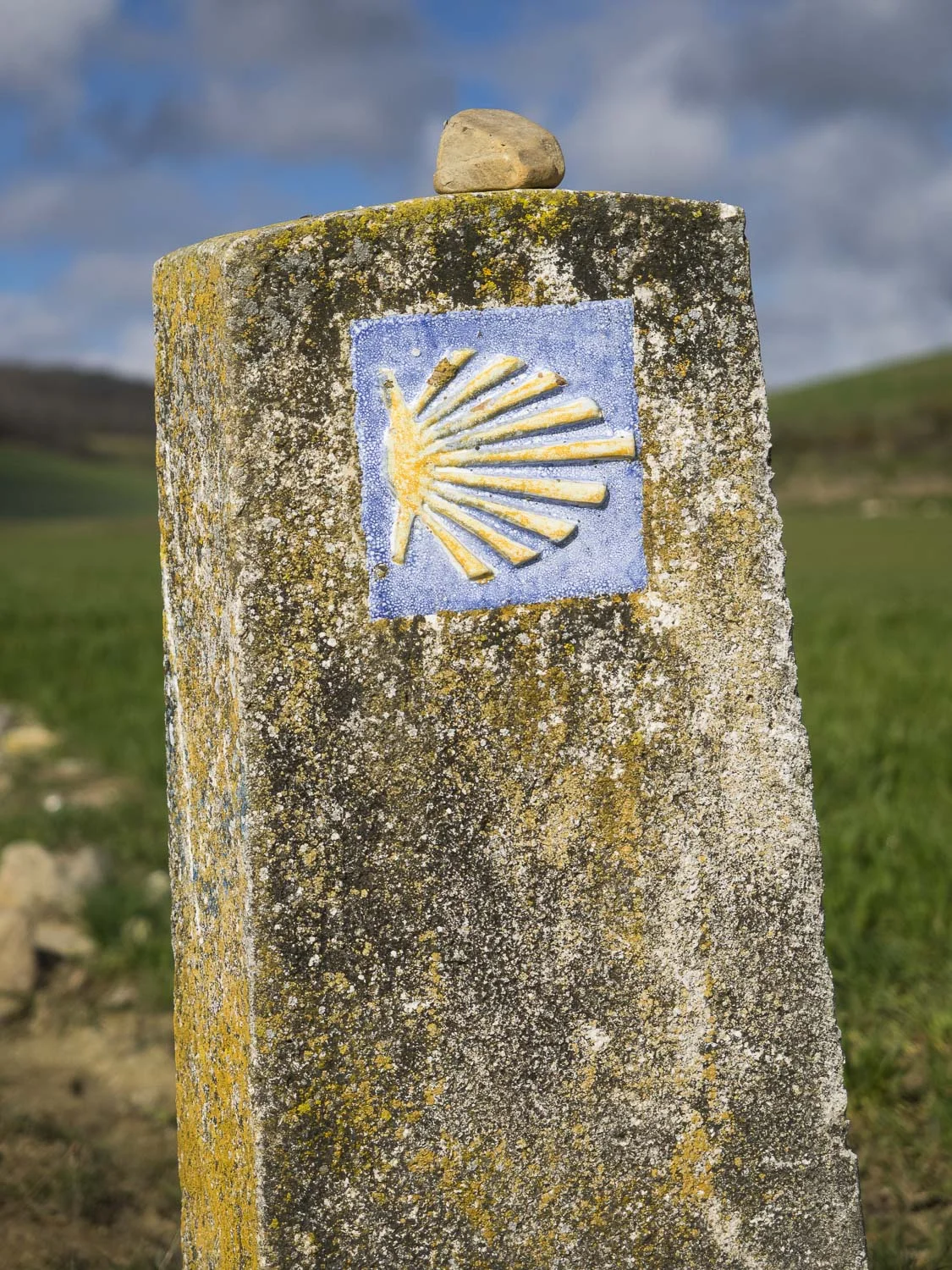 From late March to early May 2016, I walked THE CAMINO FRANCES from Saint Jean Pied de Port, on the French / Spanish border to Santiago de Compostela in Galicia, northwest Spain, a distance of almost 800 kilometres.There are hundreds of waymarkers along the Camino De Santiago. The shell is the symbol of the Camino, 'brand' colours are yellow and blue.
