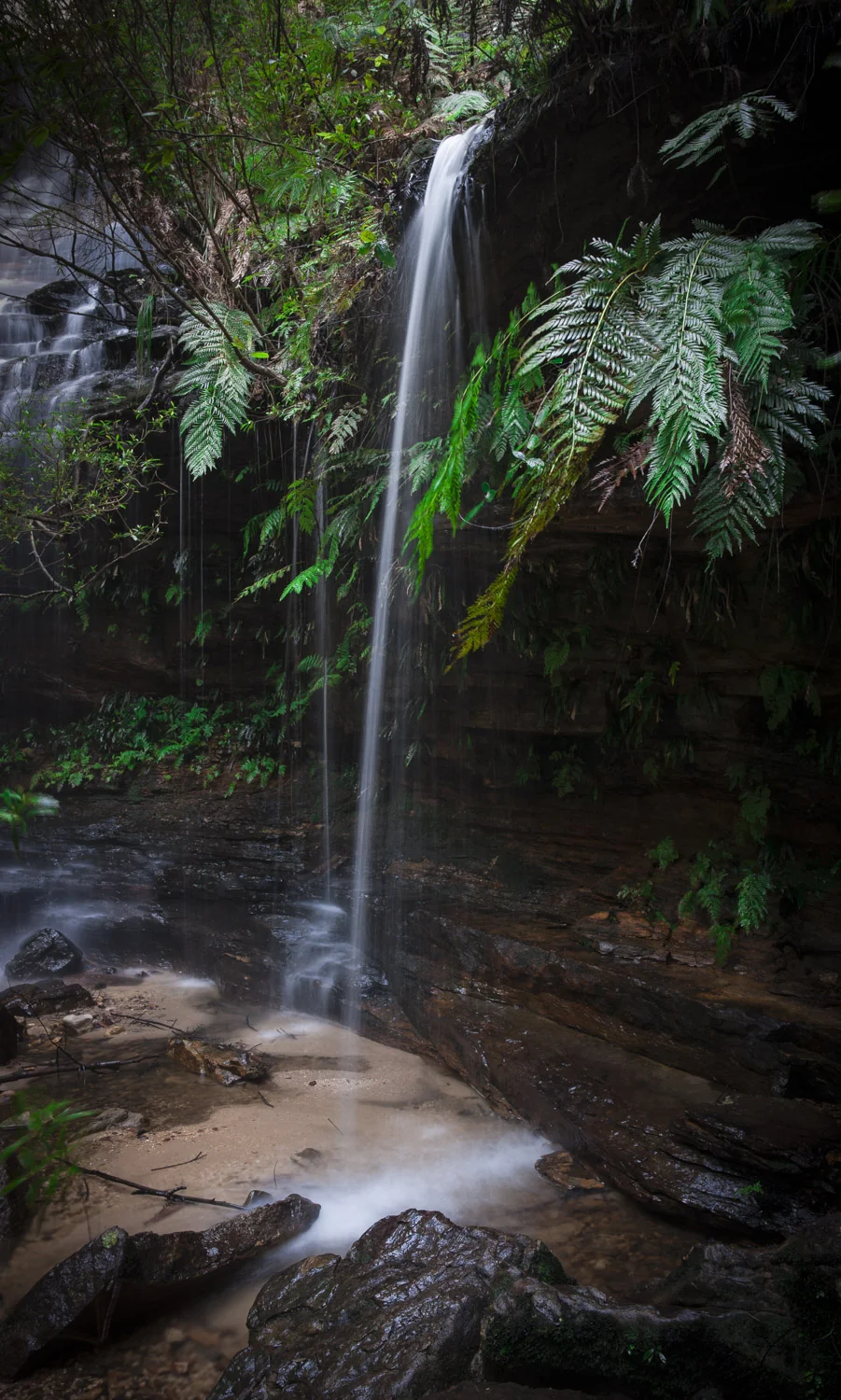 OVERFLOW FINDS ITS WAY. Beside Junction Falls, Lawson. 