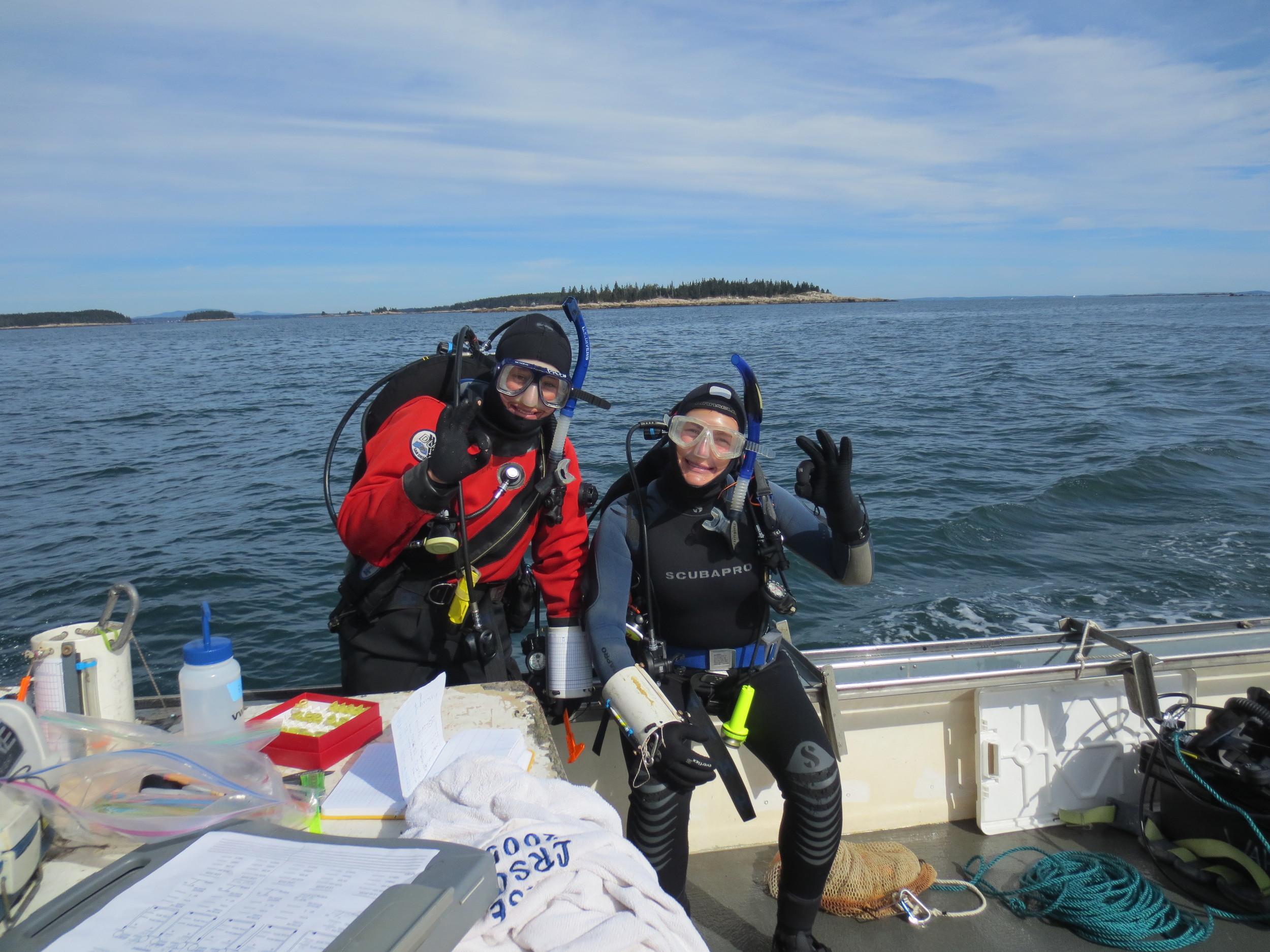 Phoebe and I prior to one of our dives on the Muscle Ridge closed area in the fall of 2013.