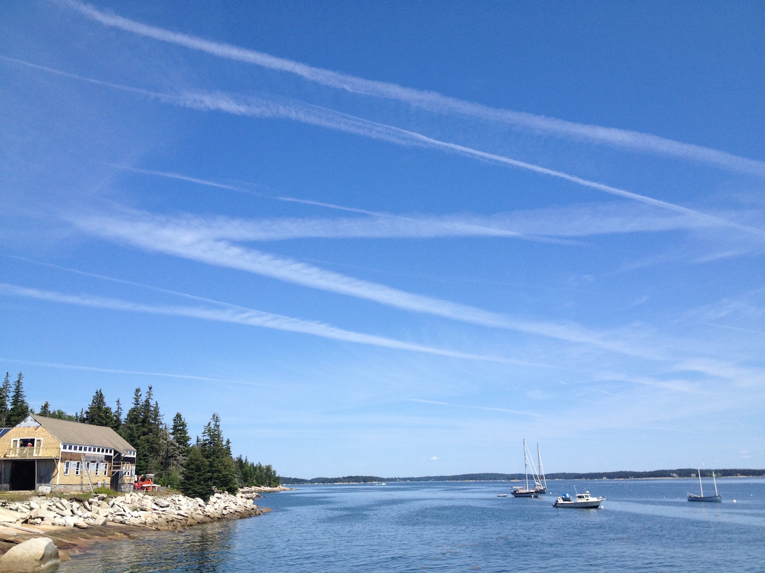 Who knows what worldy destinations these contrails lead to.