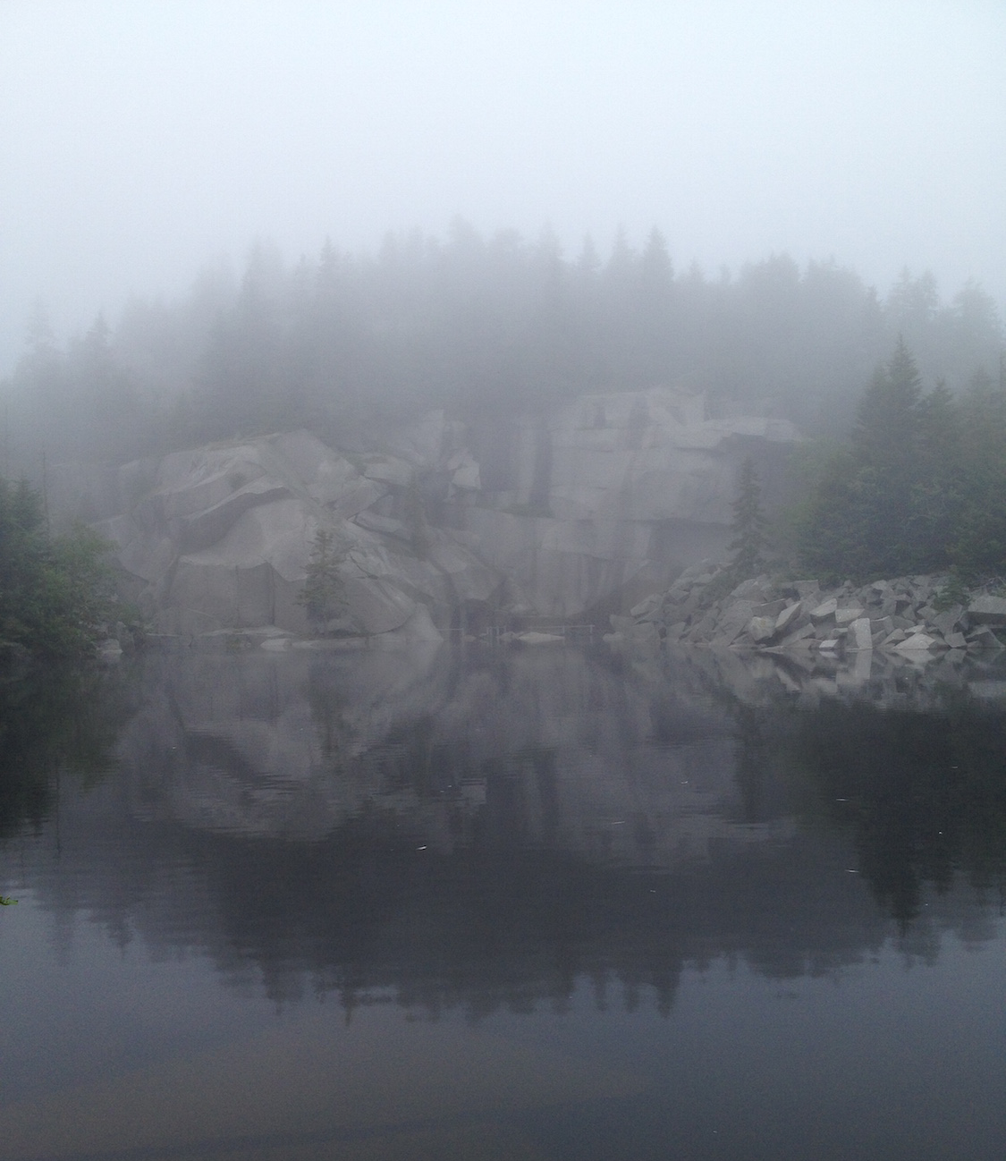 Fog rolls in over the quarry