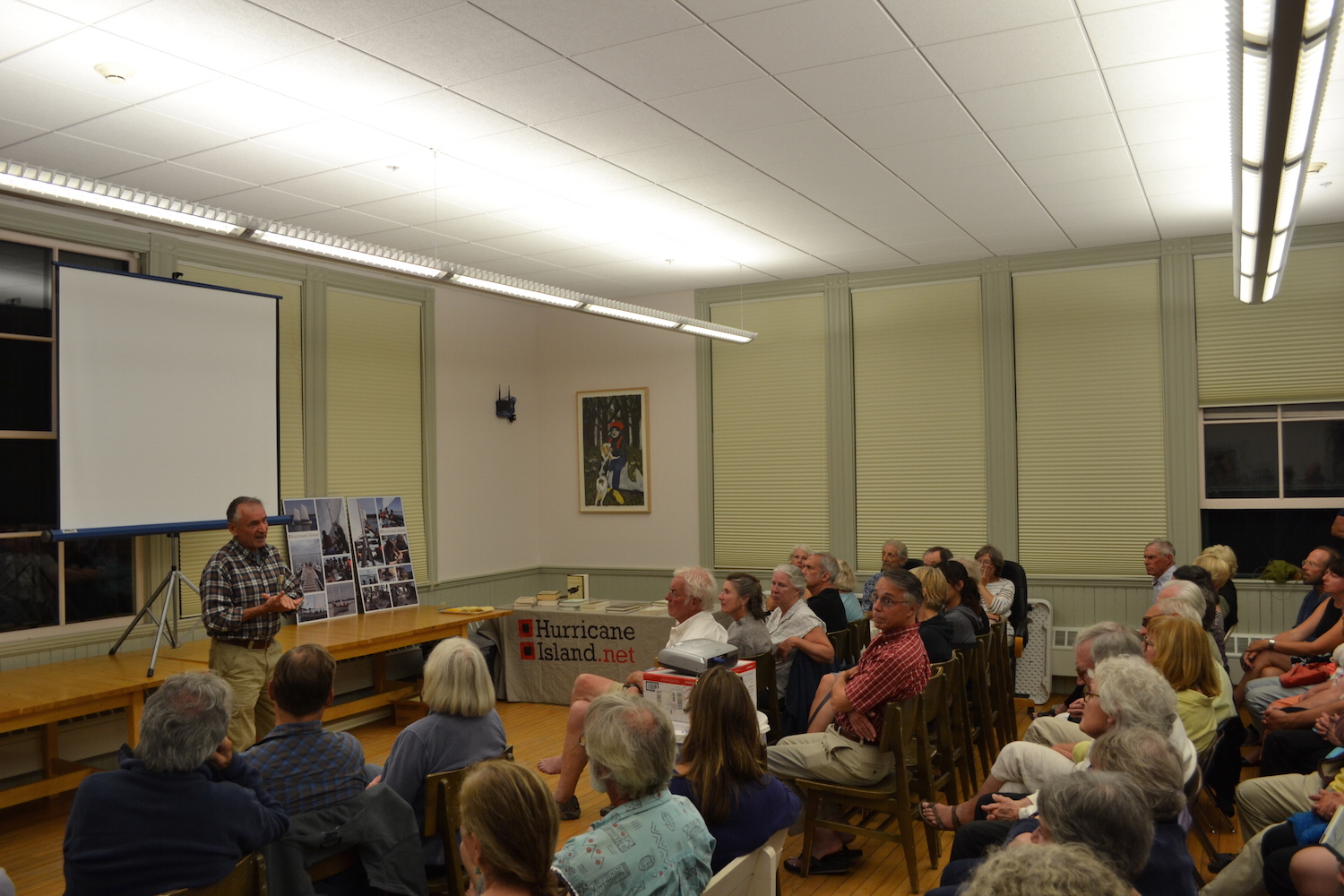 Bernd speaks to a packed room in Vinalhaven