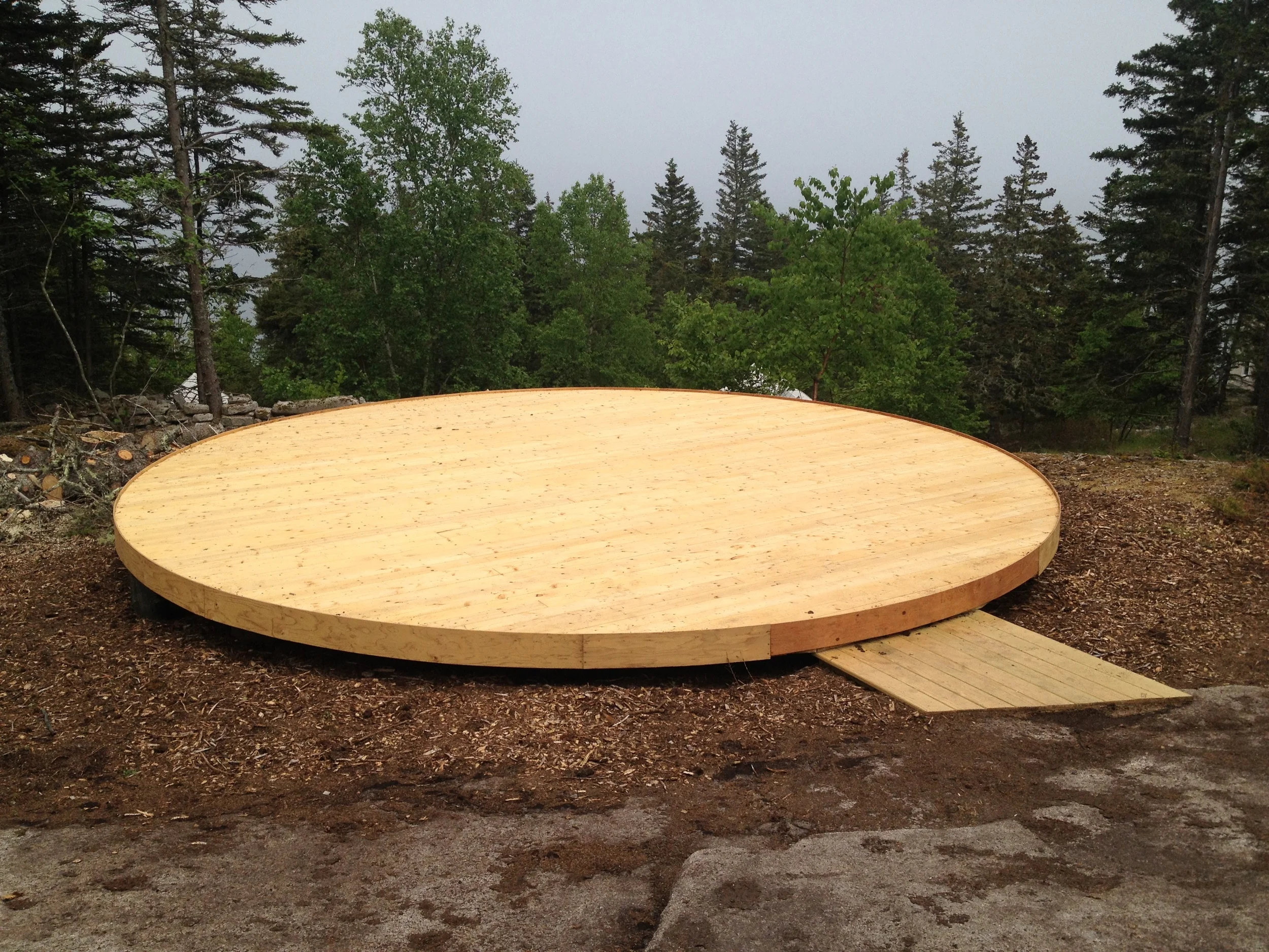 Yurt platforms stand at the ready