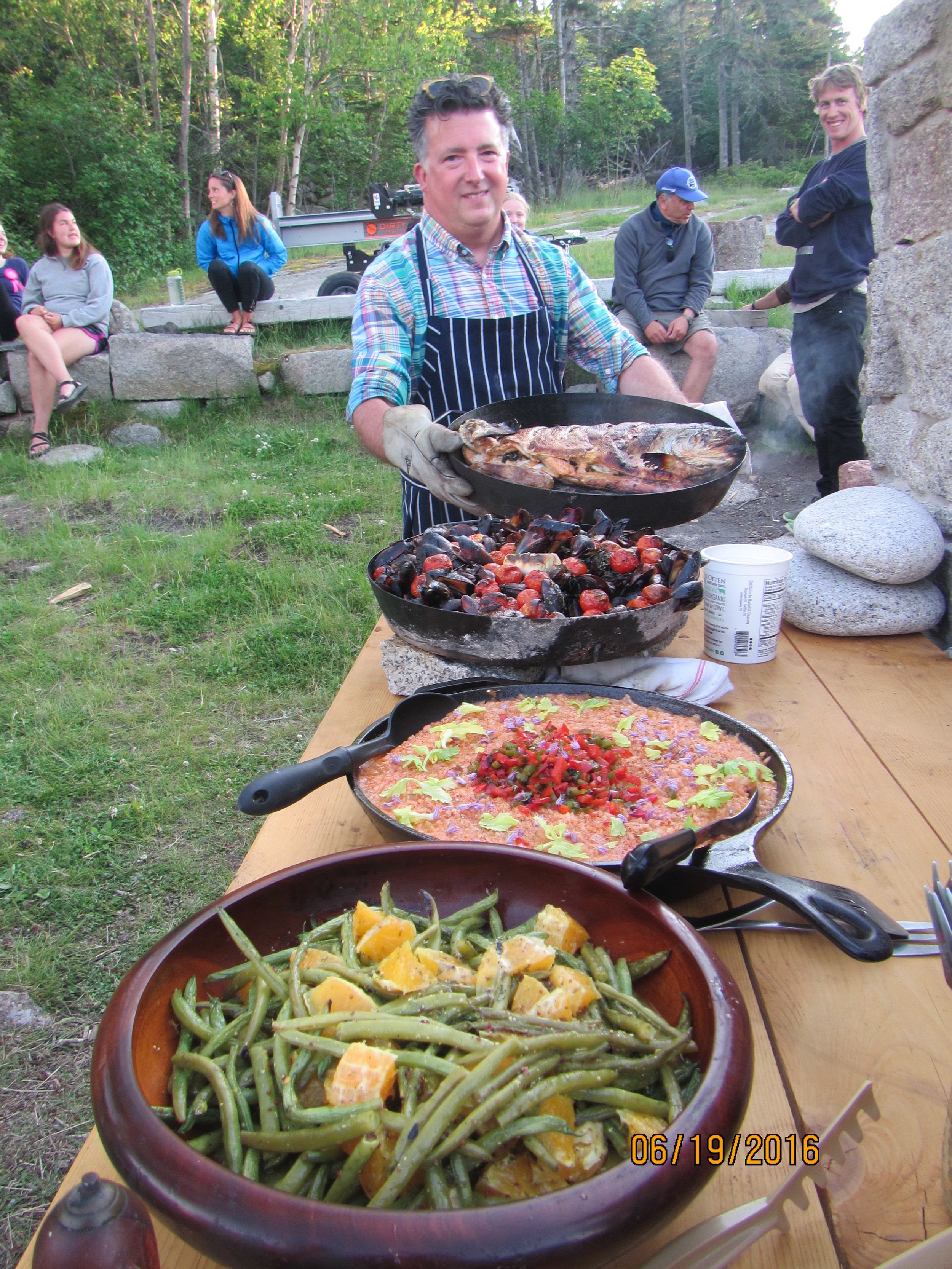 Eric working to deliver an impressive meal from our wood fired oven