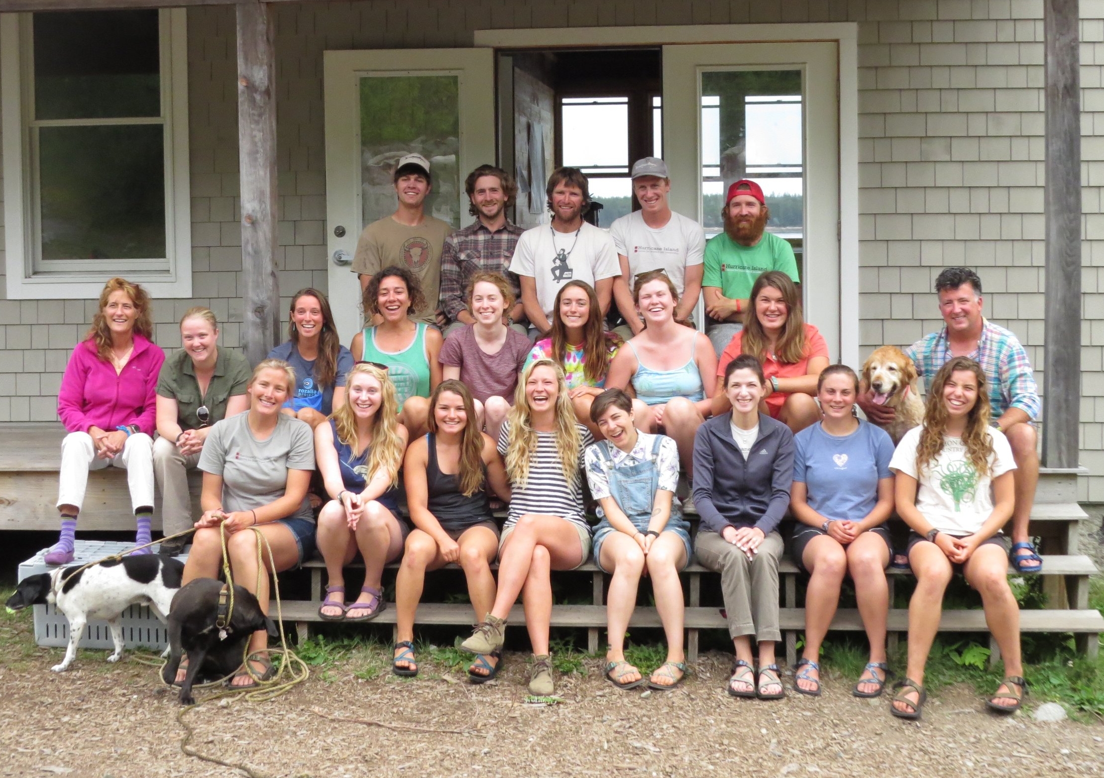 2016 Staff: Top: Silas Rogers, Josh Adrian, Sam Hallowell, Oakley Jackson, Phillip Ulbrich; 2nd Row: Rebecca Kurtz, Jenn Page, Josie Gates, Phoebe Jekielek, Gwen Moiles, Eliza Baker-Wacks, Dana Colihan, Bailey Moritz, Oliva, Eric Howton; 3rd Row: Jack, Annie, Cait Cleaver, Stef Burchill, Jessie Batchelder, Michelle DesLauriers, Rachel Kimpton, Emily Peckham, Robin Chernow, Rachael Goldberg; Not pictured: Barney Hallowell. Photo courtesy of Patti Millette