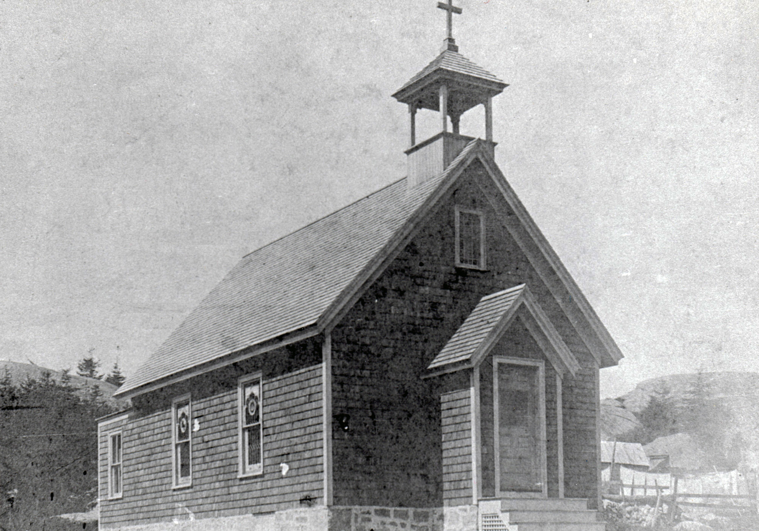 Hurricane Island Catholic Church, circa early 1900's. Photo Courtesy of Eleanor Motley Richardson, Hurricane Island: The Town That Disappeared