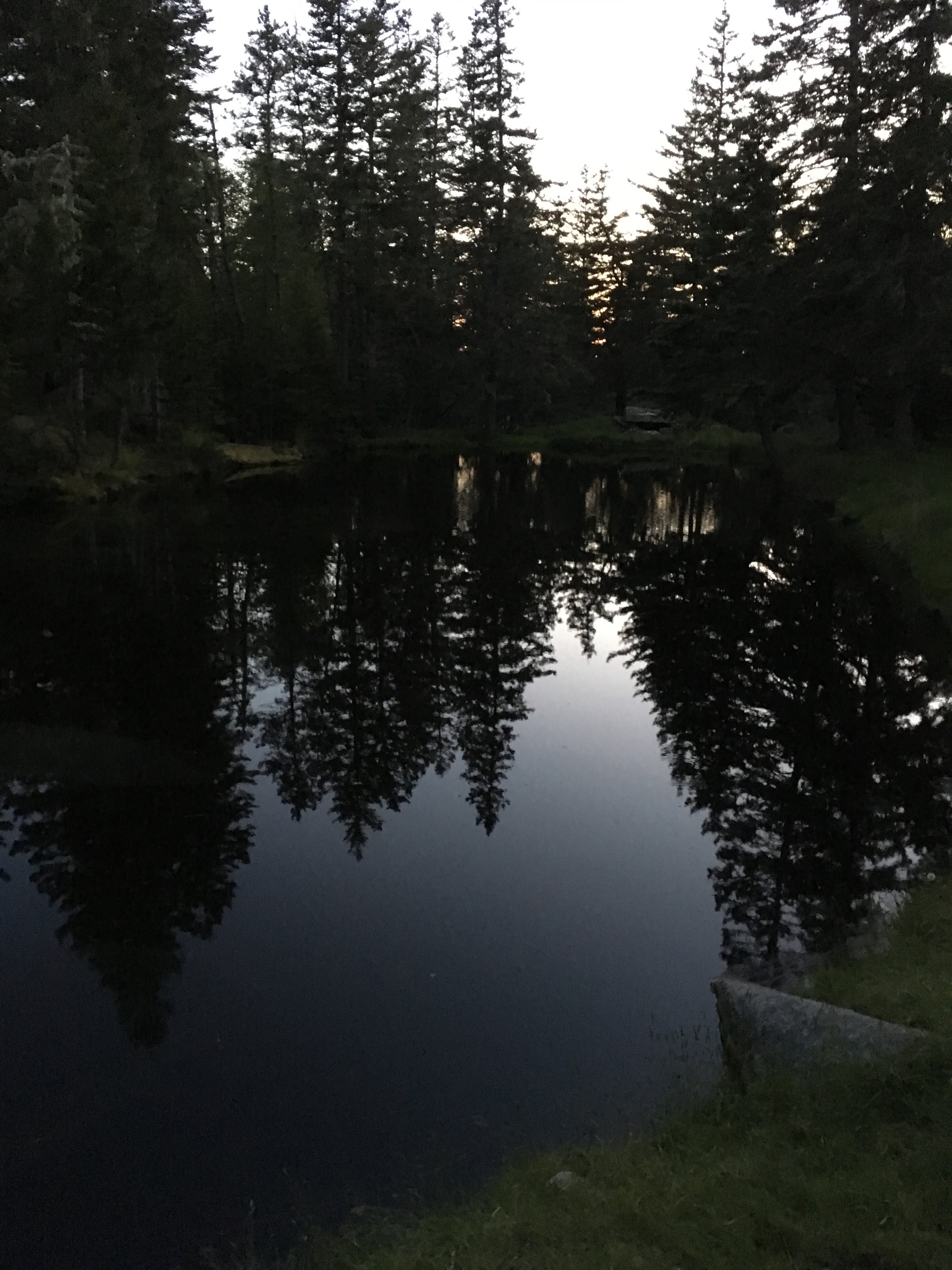 A tranquil Ice Pond after an evening hike to Sunset Rock belies the rambunctious activity it saw earlier that day with the raft challenge.