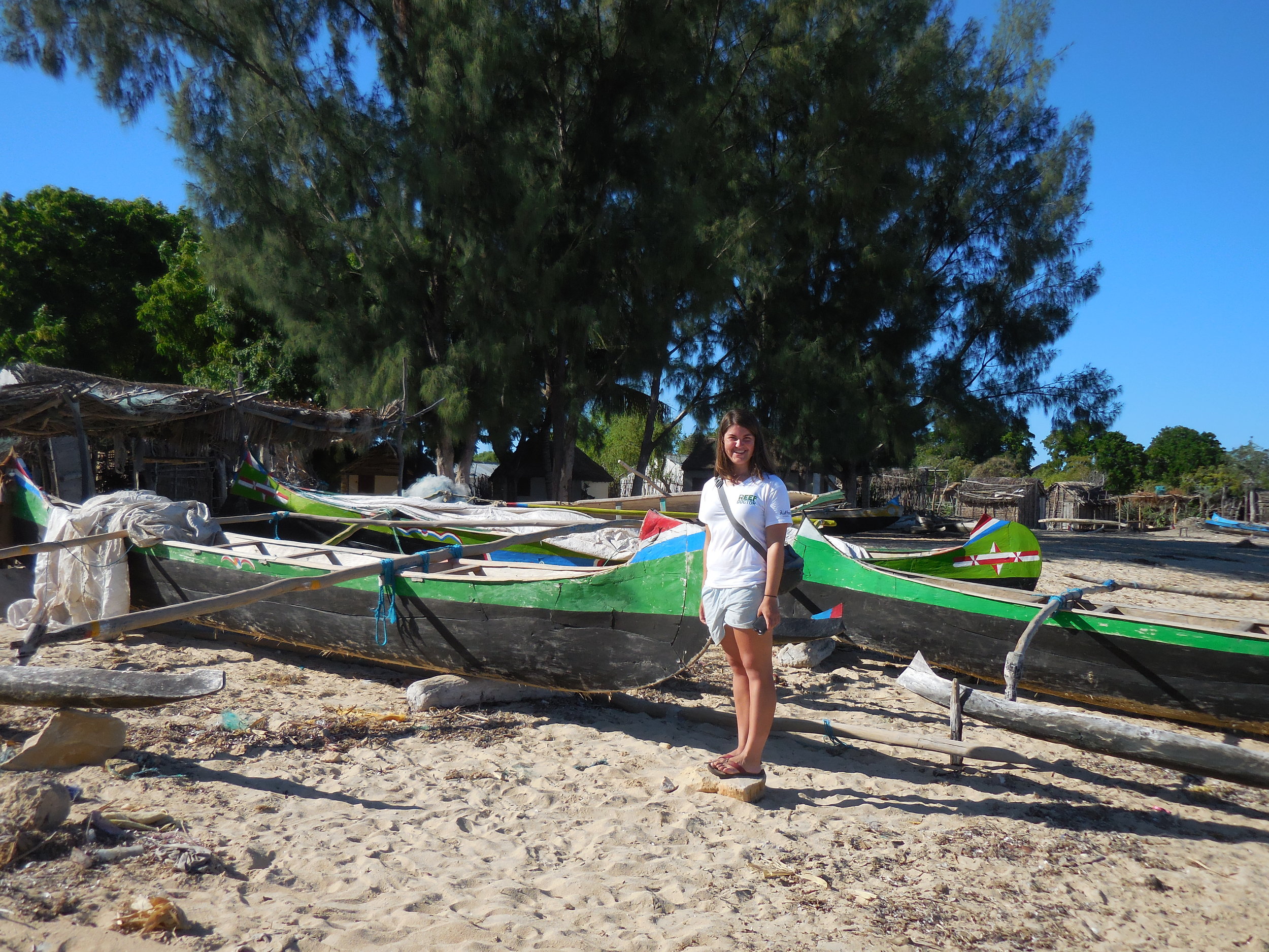 Wooden canoes called "pirogues" traditionally used for everyday fishing