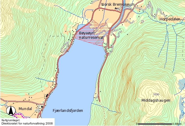 Kart som viser kor naturreservatet ligg (Direktoratet for naturforvaltning 2008).