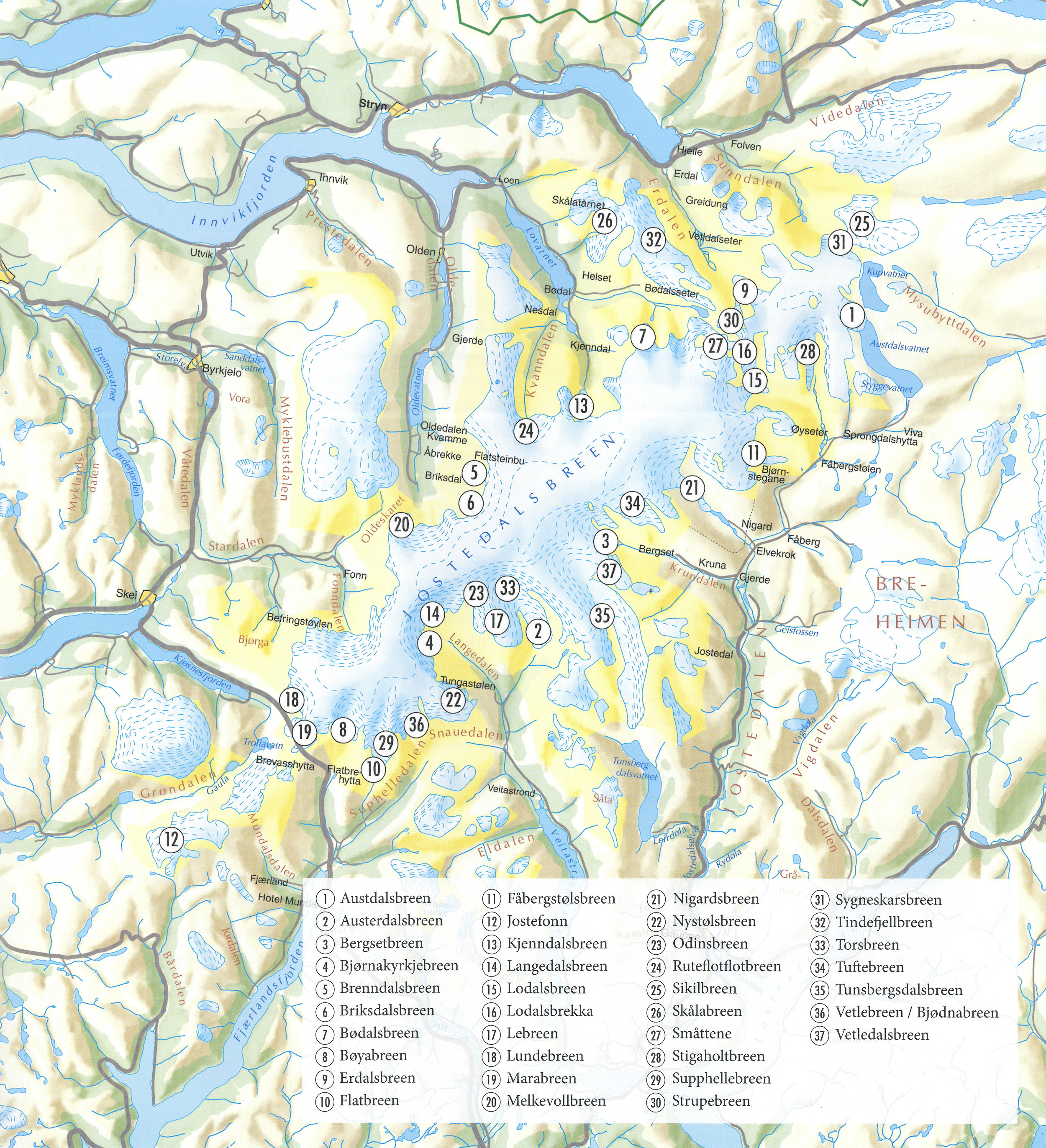 kart over jostedalsbreen Jostedalsbreen Norsk Bremuseum Ulltveit Moe Senter For Klimaviten kart over jostedalsbreen