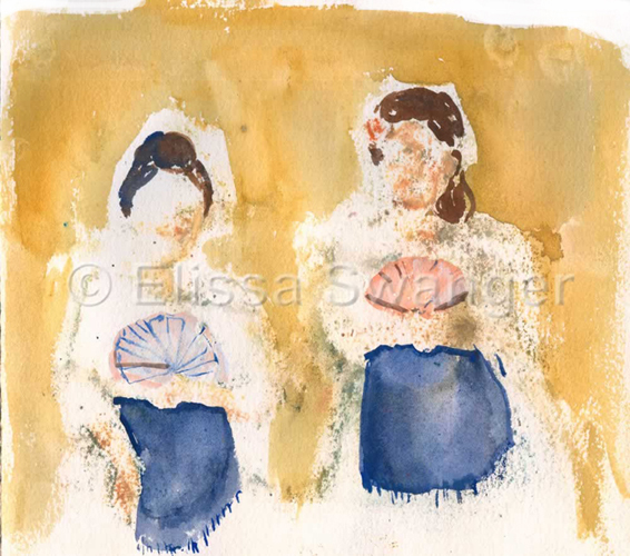  "Senoritas" 8 3/4" x 7 3/4" Watercolor on Paper 2008 