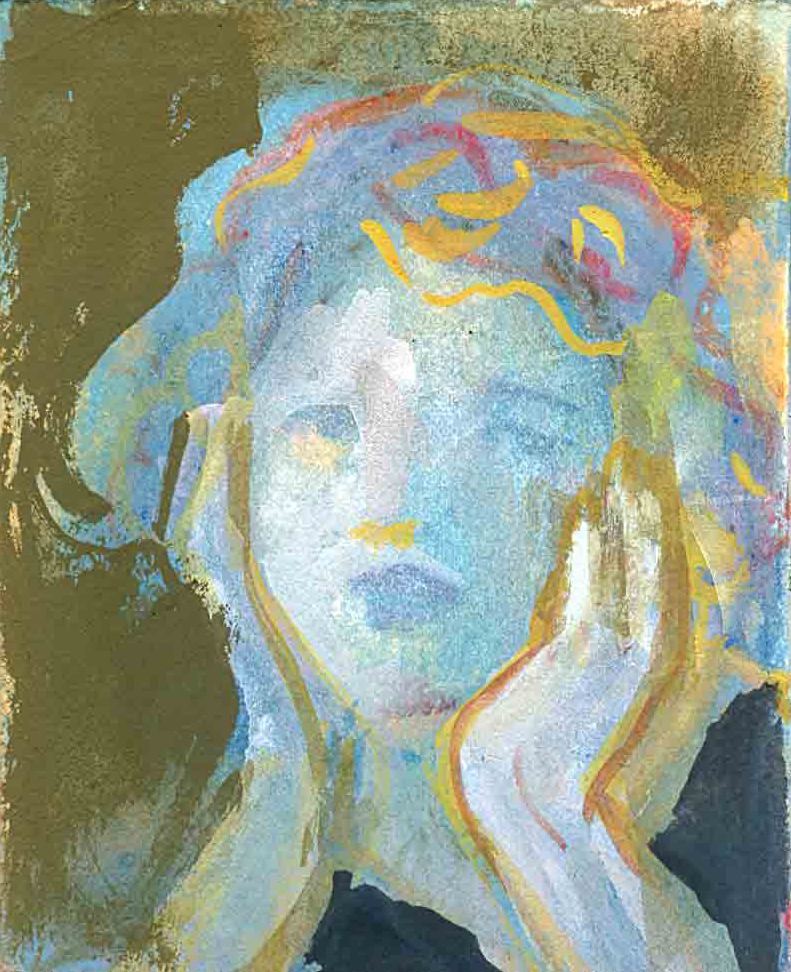 "Face in Hands" 5 x 4" Watercolor and Gouache on Paper 2013