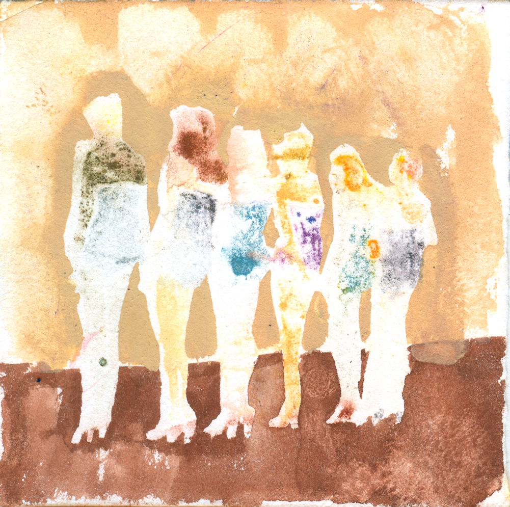 "Line Up" 5 x 5" Watercolor and Gouache on Paper 2014