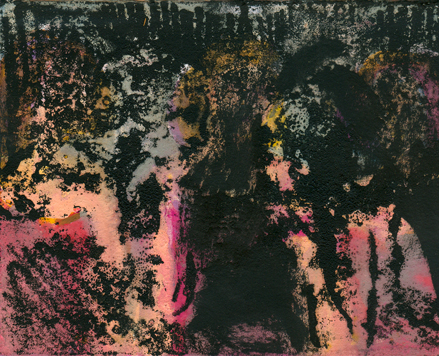 "Telling Secrets" 5 x 6 1/4" Relief Printing Ink and Gouache on Paper 2014