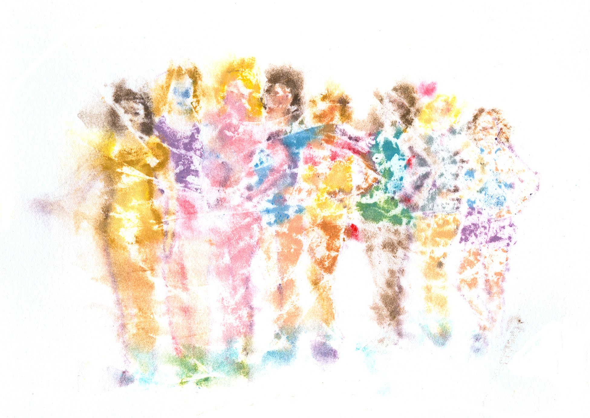 “Line Up” 9 x 11” Gouache on Paper 2014