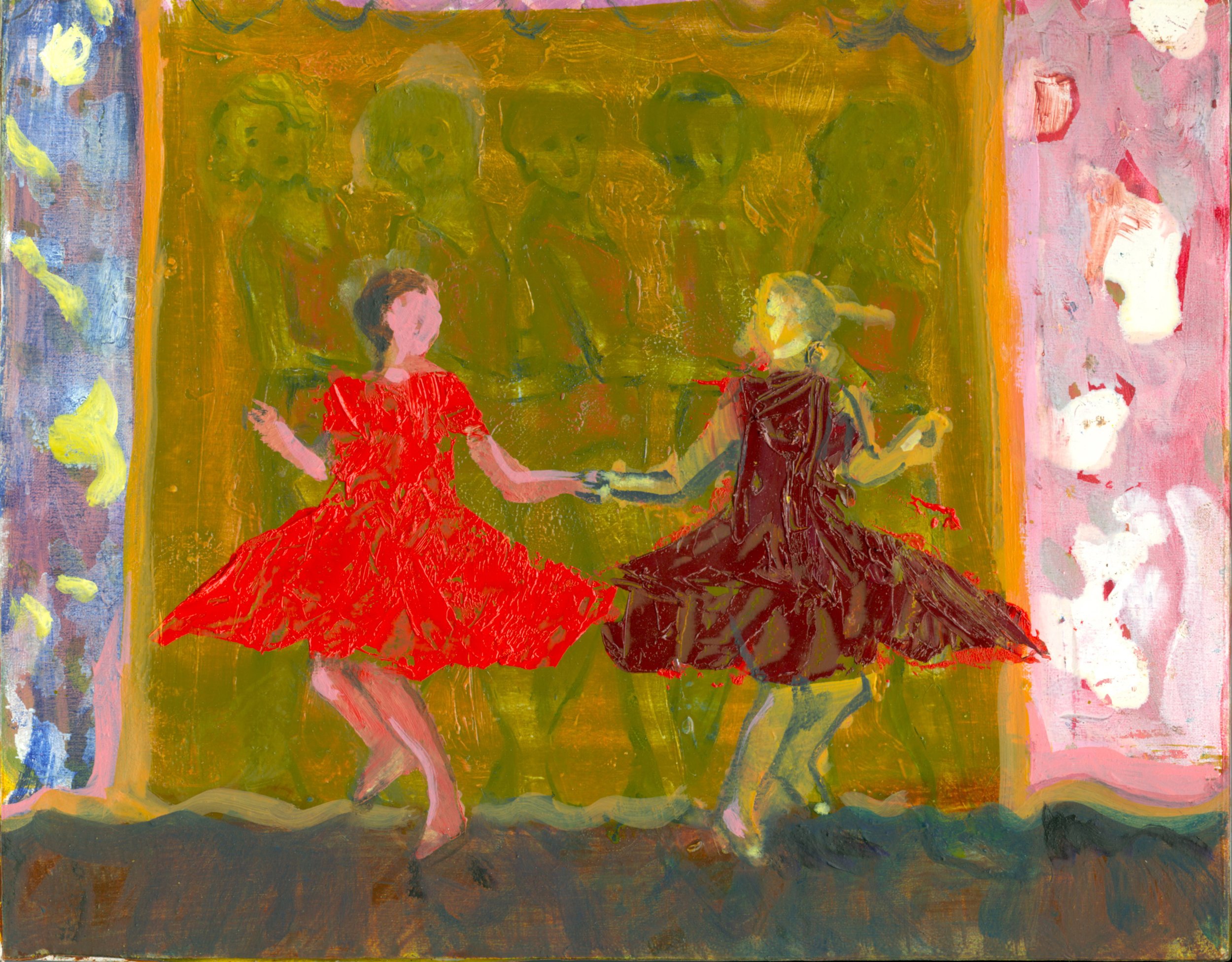 “Red Dresses” 8 x 10” Oil on Panel 2020