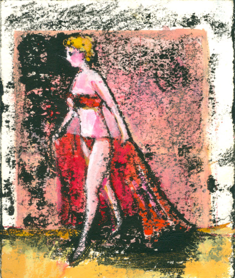 “ Walk” 6 x 5” Etching Ink and Gouache on Paper 2021