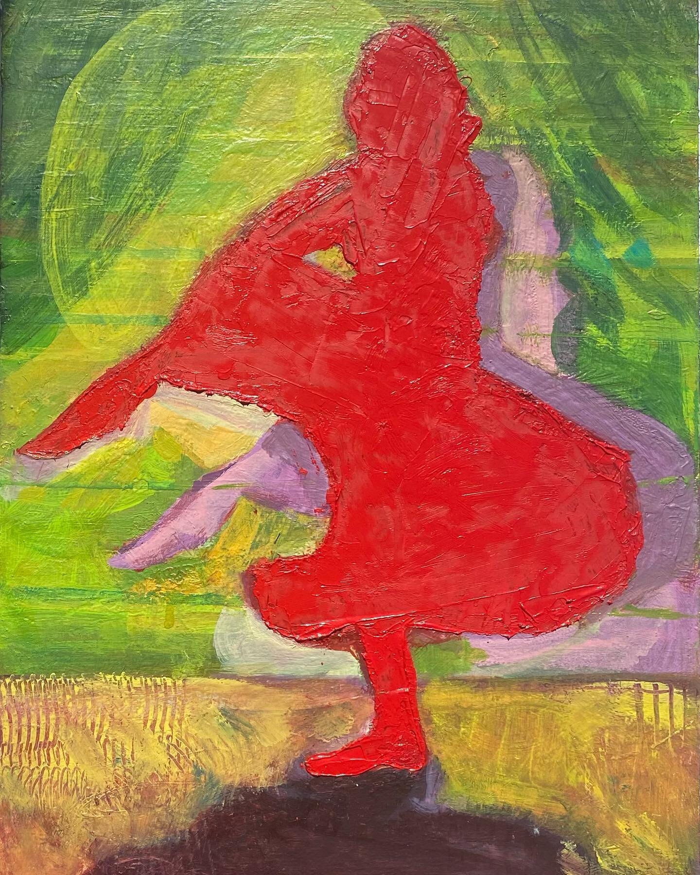 Red spin #oilpainting on panel 12x9&rdquo; #elissaswanger #figurepainting