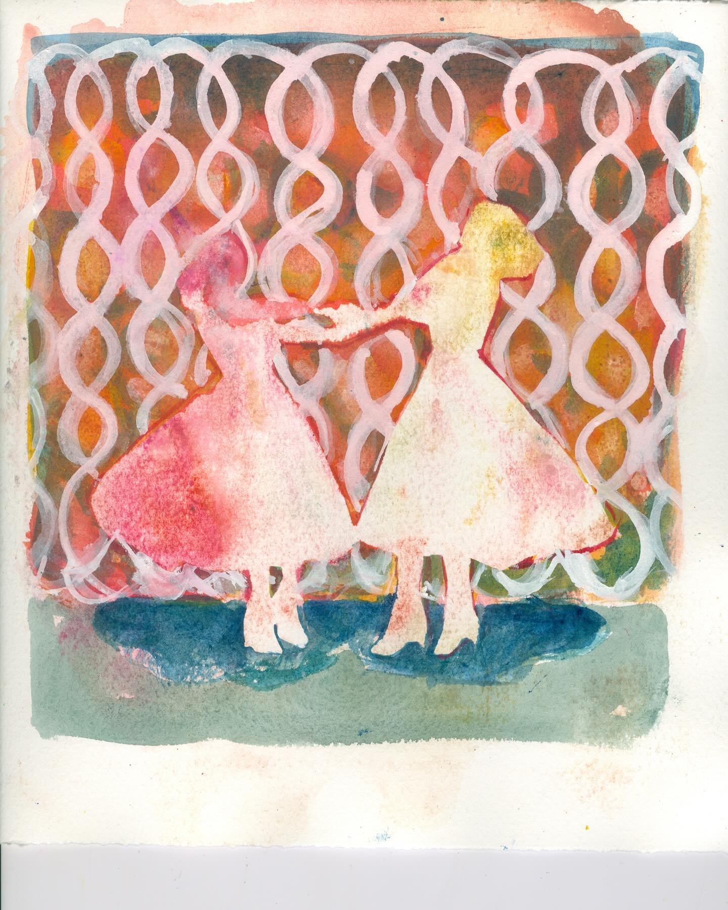 #spinning into summer, variations on a theme #gouache on paper, first  9 7/8 x 9&rdquo; second 7 x 6.25&rdquo; #artonpaper  available unframed , dm for price #elissaswanger #buysomeart