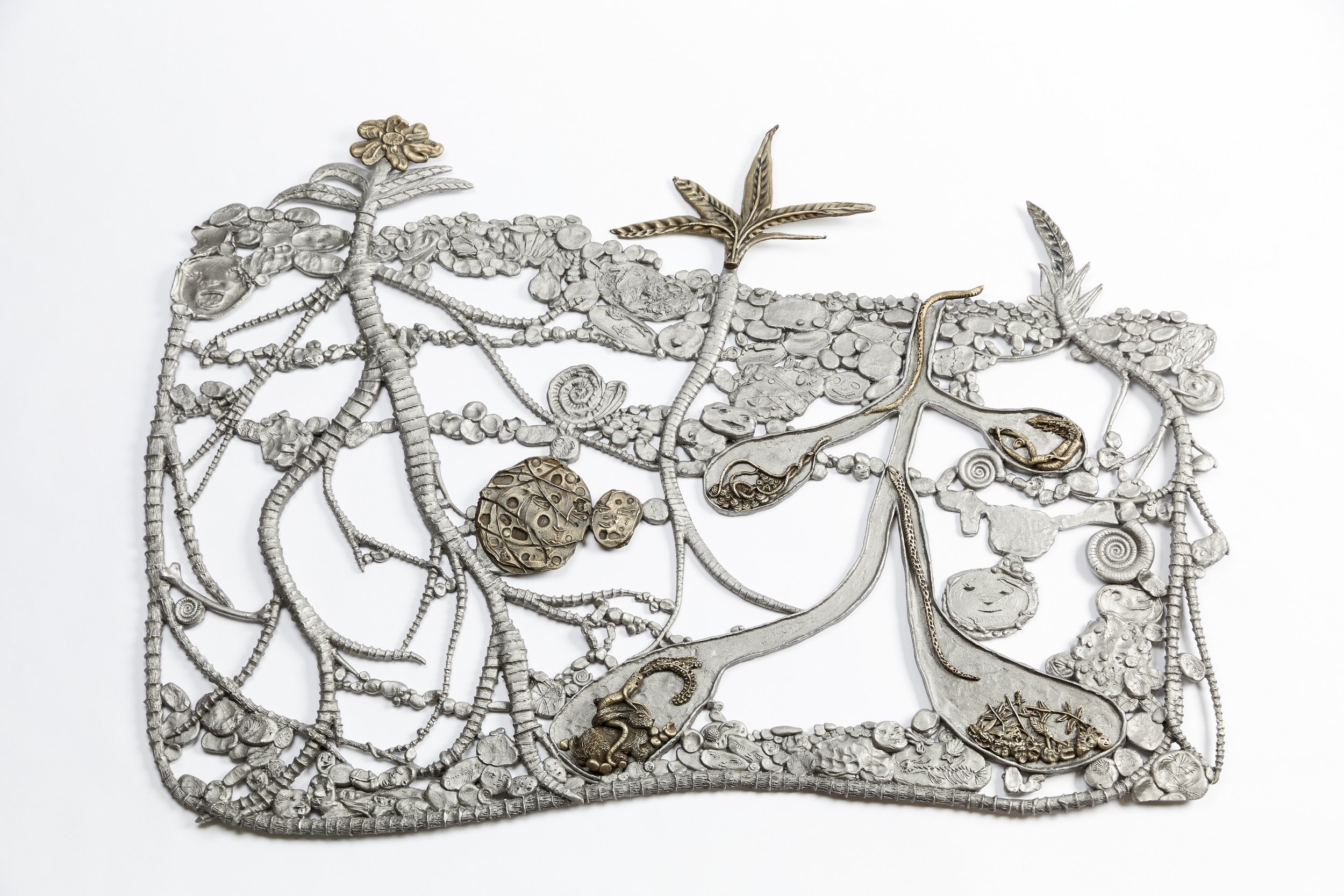  Show Me Your Garden And I Shall See What You Are, 2020. Cast iron and brass 38 x 53 x 1 in. (96.5 x 134.6 x 2.5 cm) 