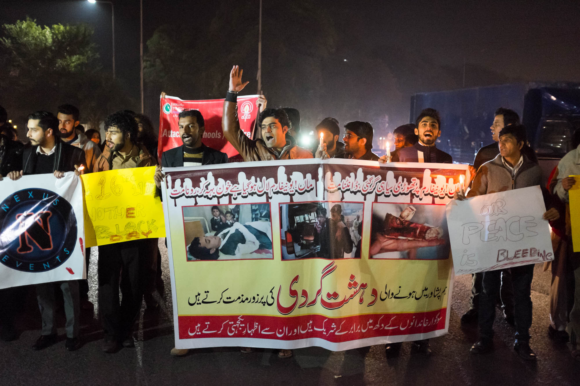 A protest chanting anti-Taliban slogans and demanding stronger government & military action against terror outfits.