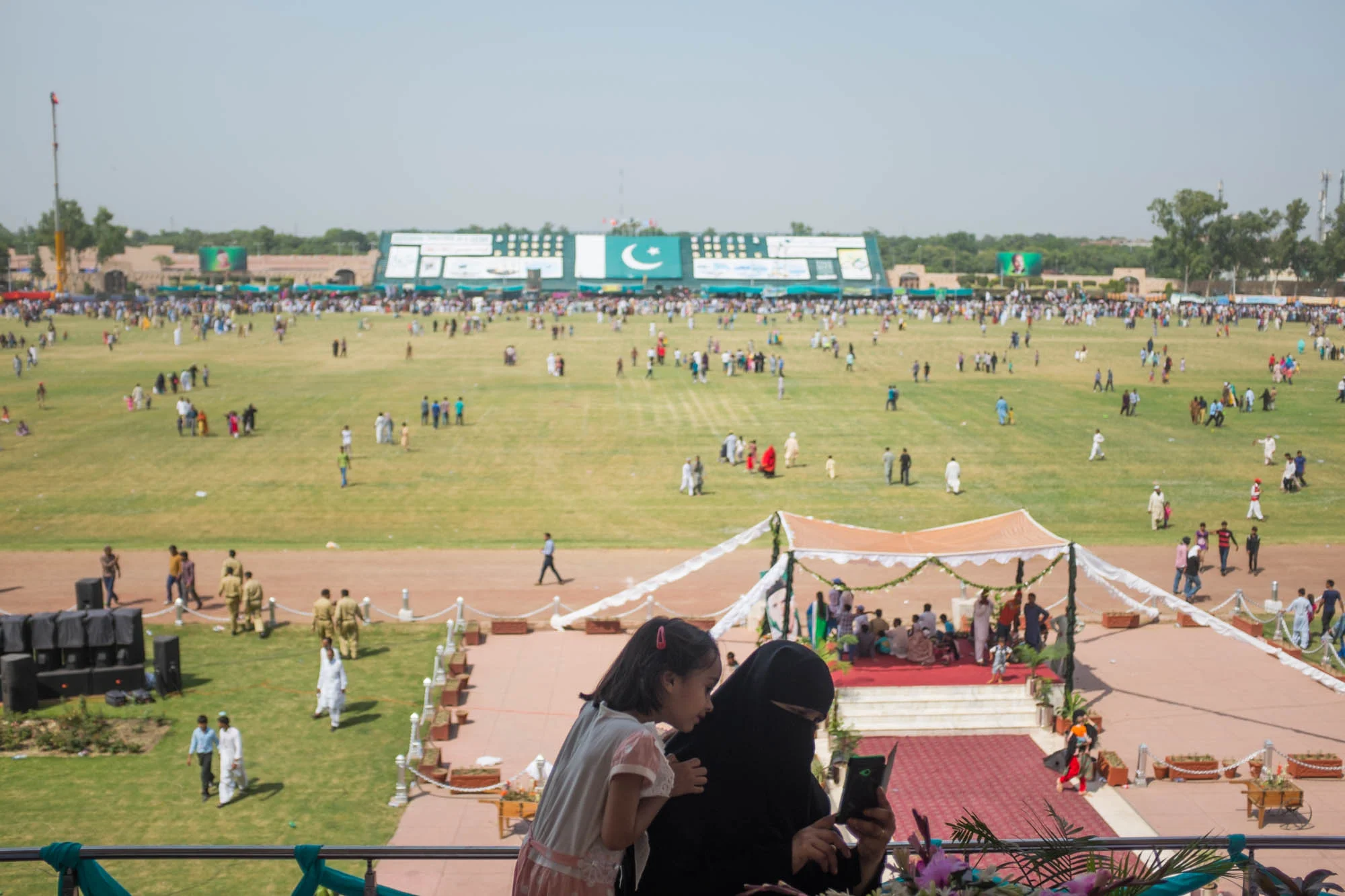 A mother takes a selfie with her daughter on the occasion of Defence Day in Lahore’s Fortress Stadium. The day is commemorated as a celebration for Pakistan’s successful defence against an Indian attack in the 1965 war.