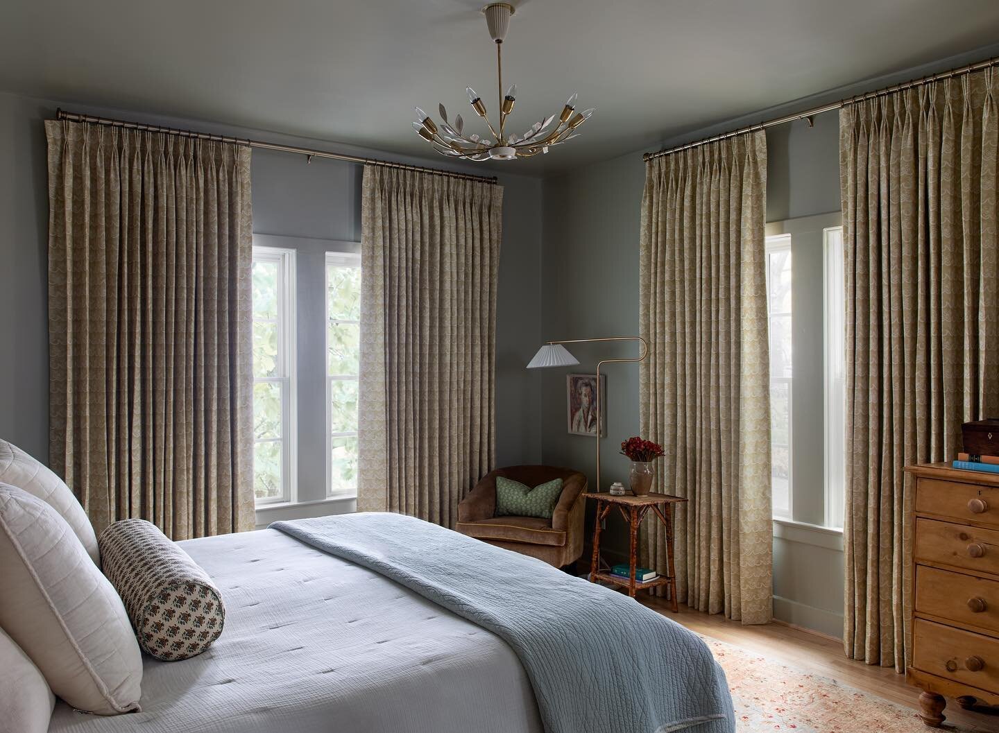 primary bedroom from our Tudor project in the Highland Park neighborhood of Dallas.  This house and it&rsquo;s family are high quality // photo by @mollyculverphotography