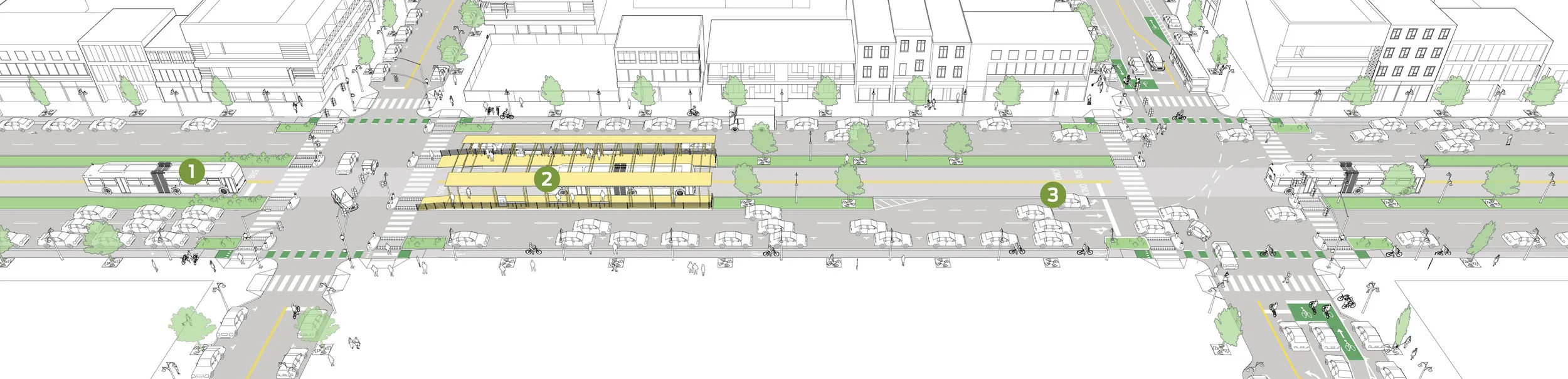 A median rapid transit corridor (NACTO)