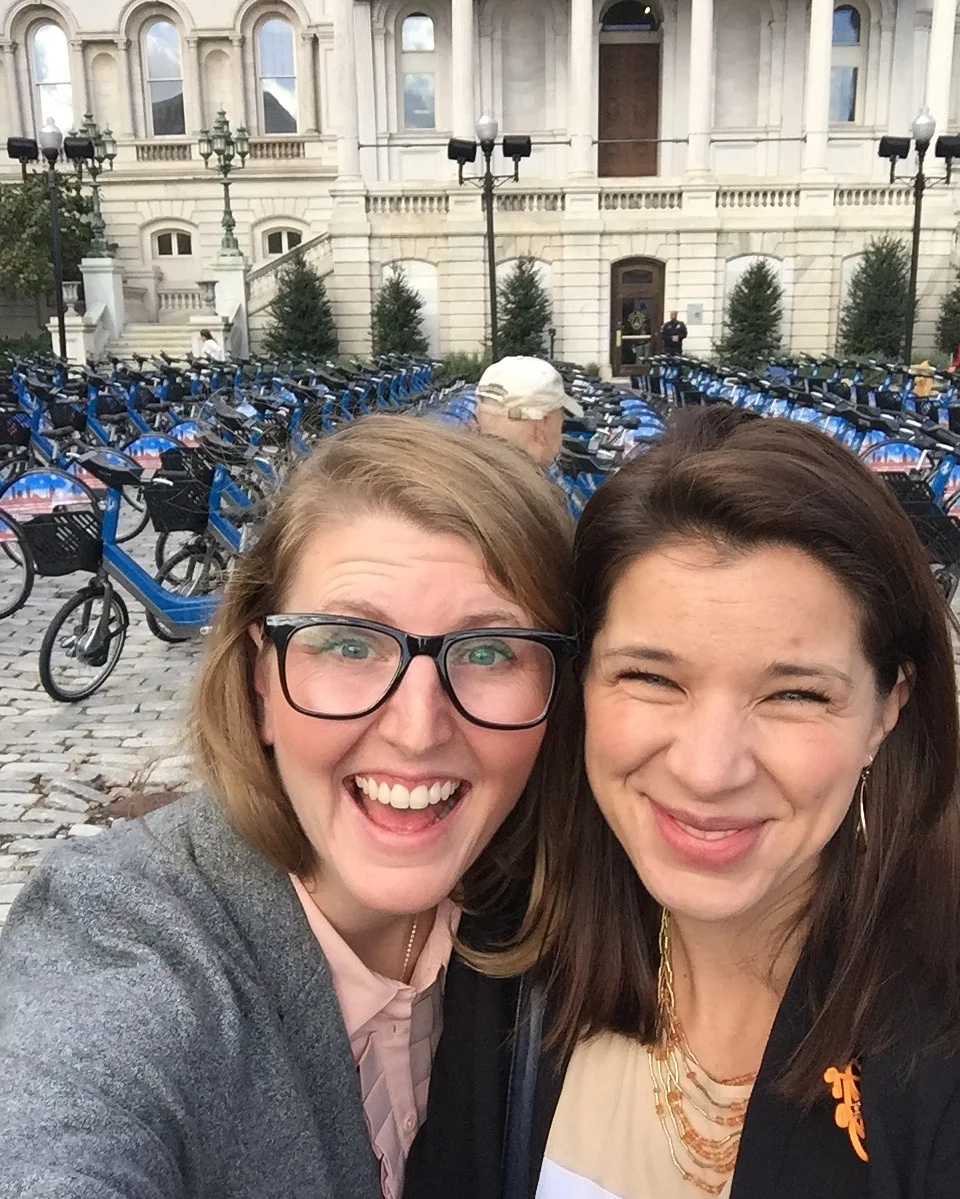 Liz Cornish and Caitlin Doolin at the Baltimore Bike Share Launch.