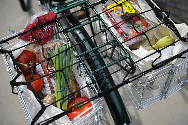 Bungee chords or a net can help make sure you don't lose any veggies if you hit a bump in the road.