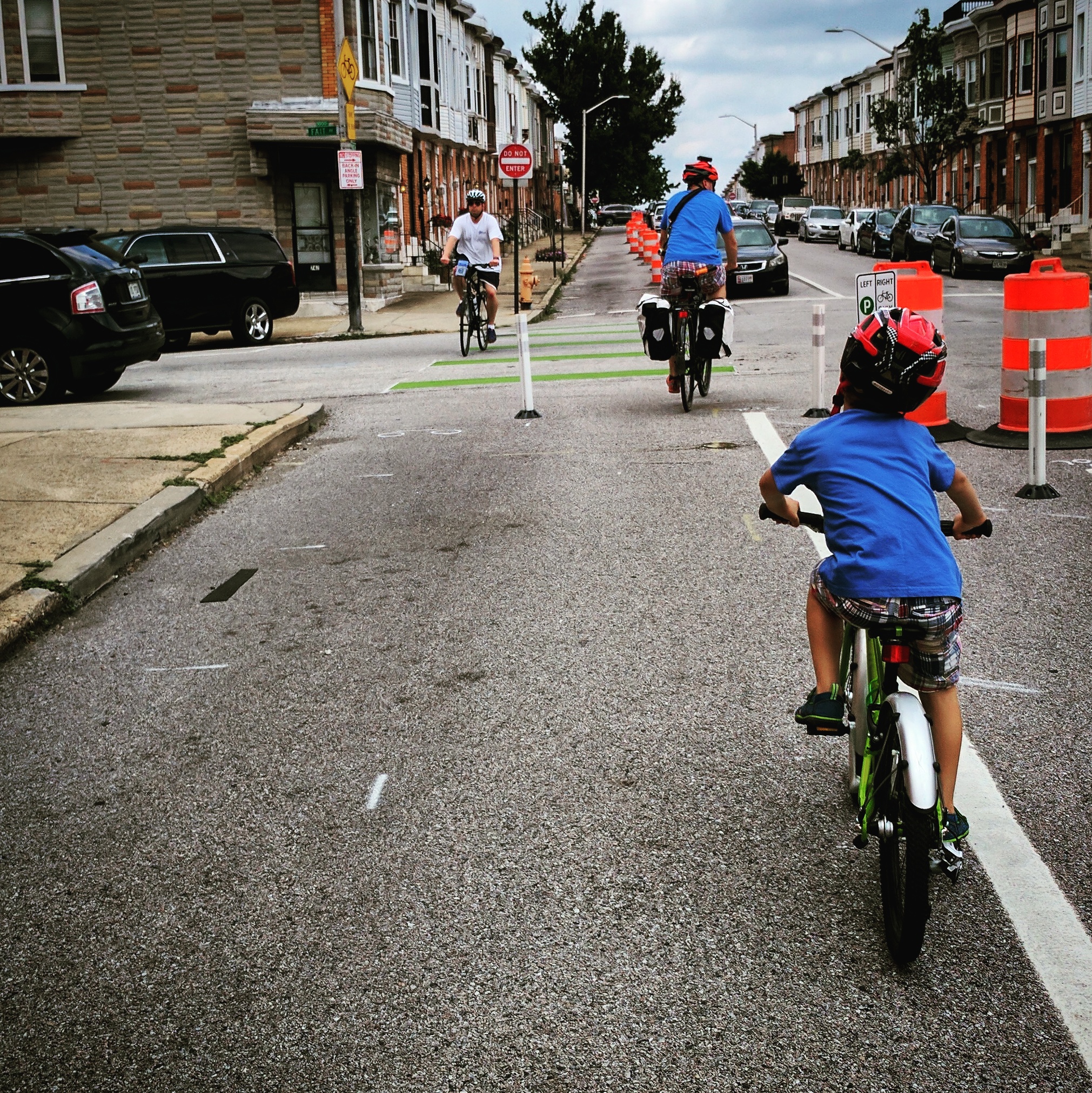 Even under construction riders of all ages have been out enjoying the protected bike lane on Potomac Street. 