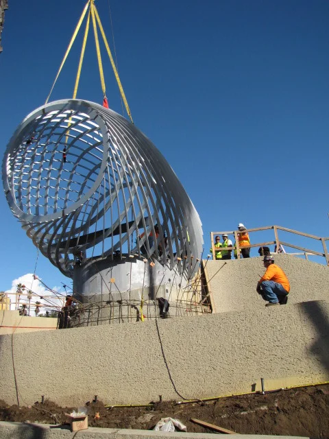 Installing one of the two overlooks atop Observation Hill