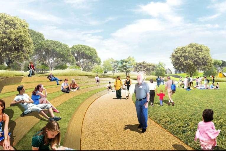 Natural amphitheater and lawn