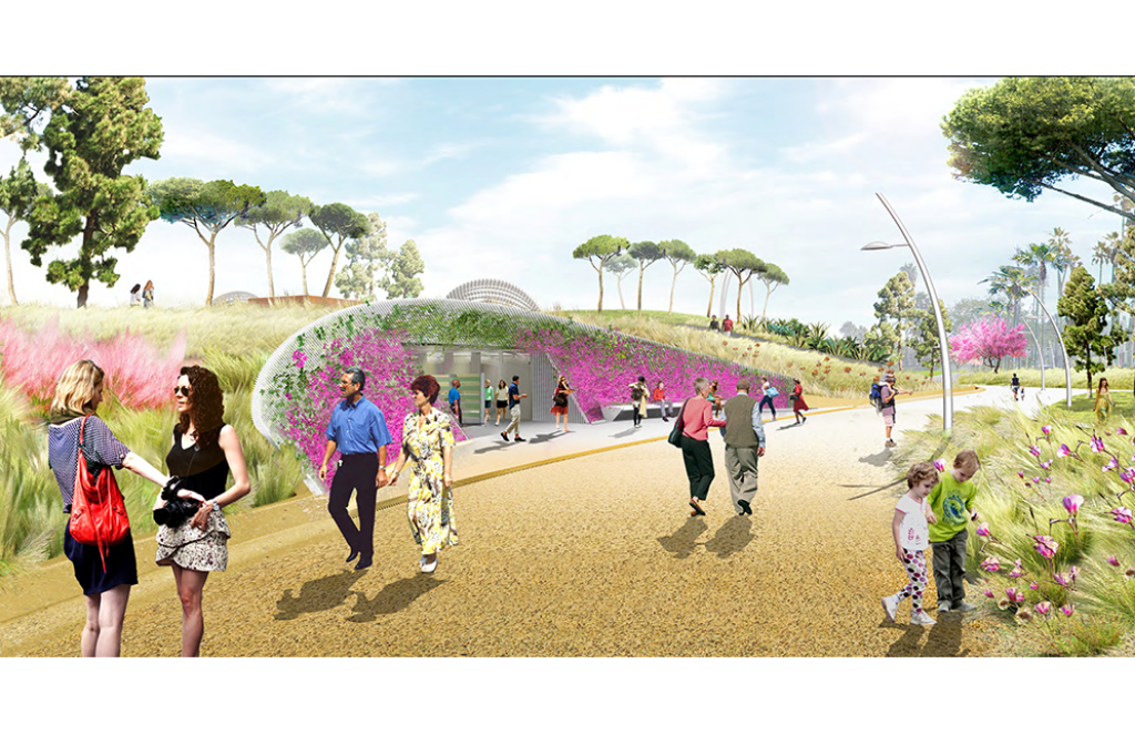 Rendering of restroom entrance
