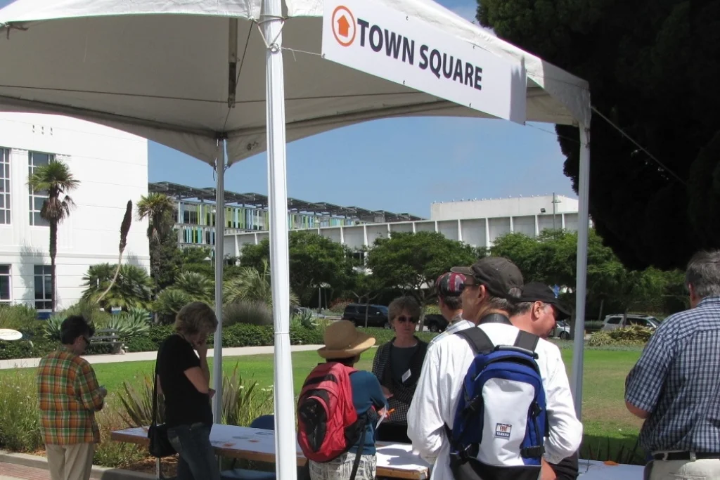 Site exploration included Town Square in front of City Hall