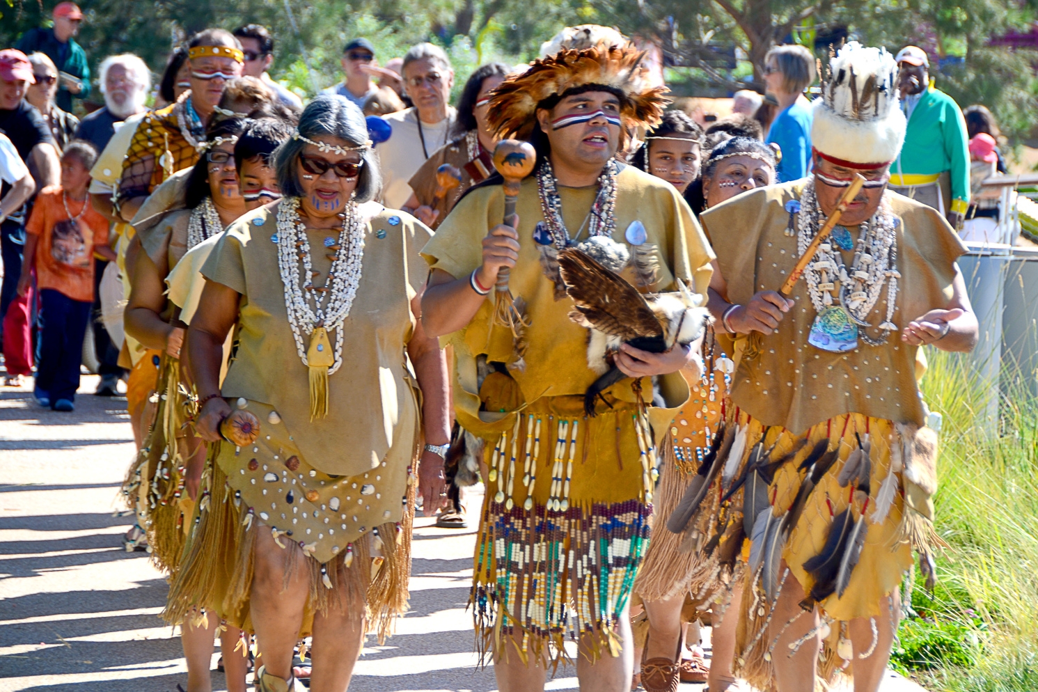 Opening procession led by the Gabrieleno Tongva Dancers