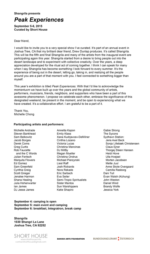 PEAK EXPERIENCES, Press Release