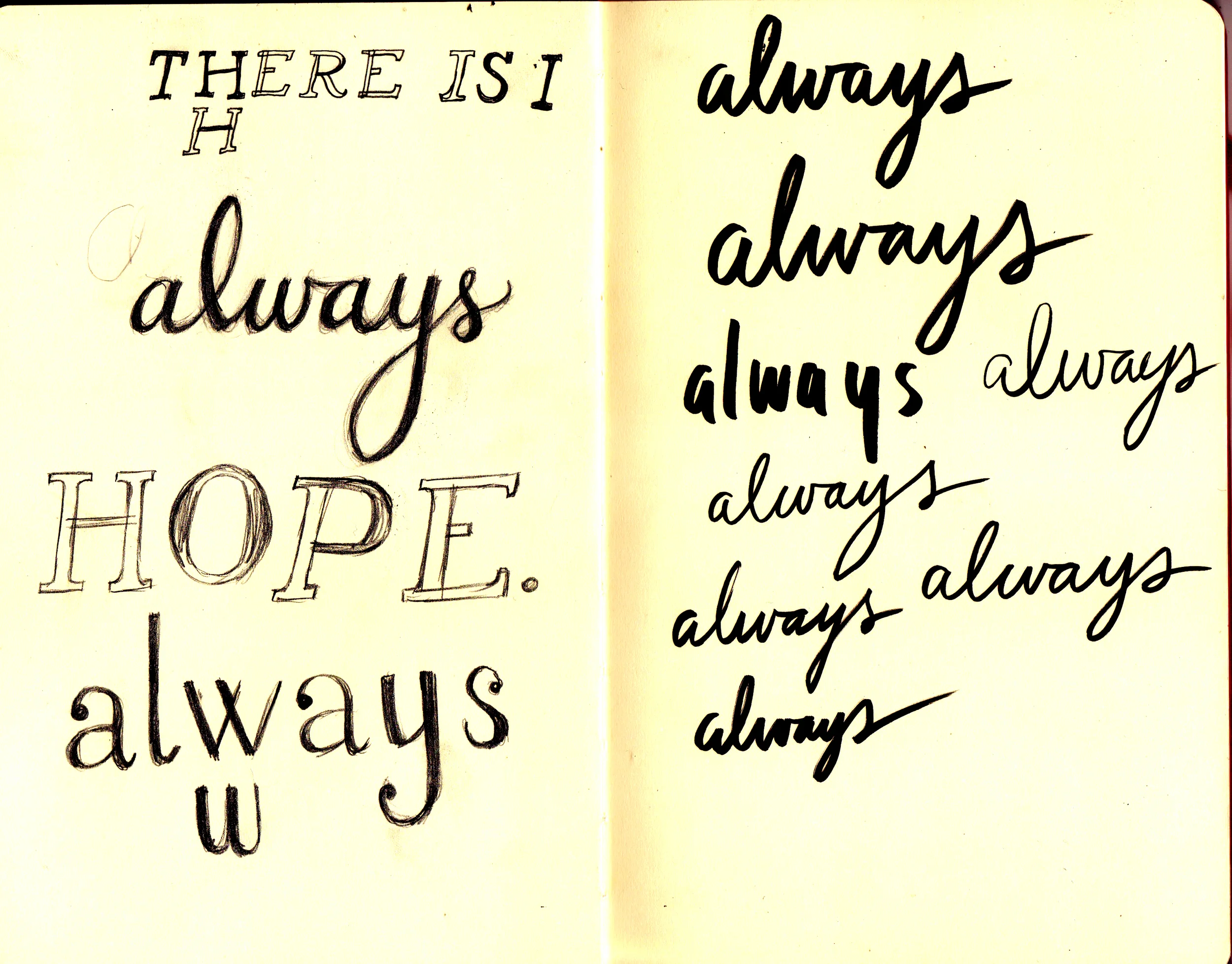Lettering work in my sketchbook