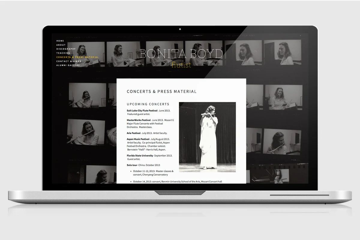 Interior page of BonitaBoyd.com