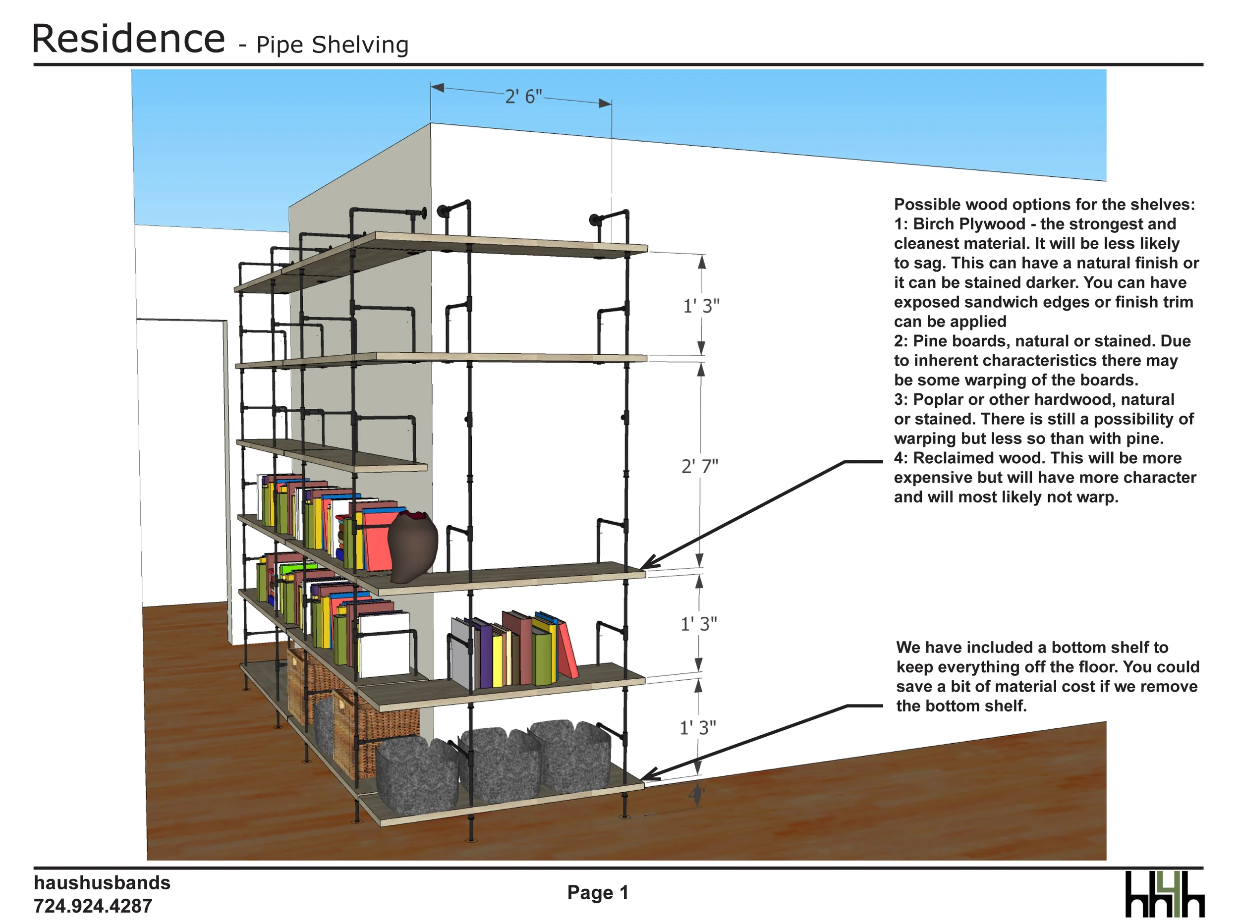 After some discussion with the client we decided to wrap the shelves around the corner, into the living room