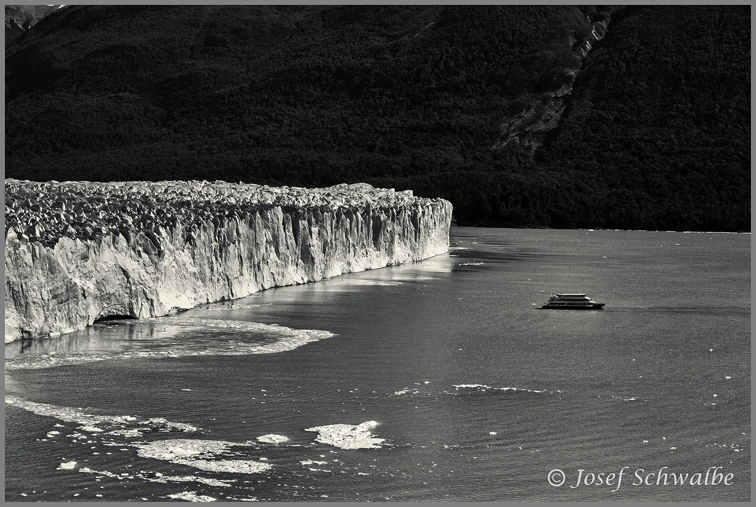 Boat in Front of Perito Moreno Glacier
