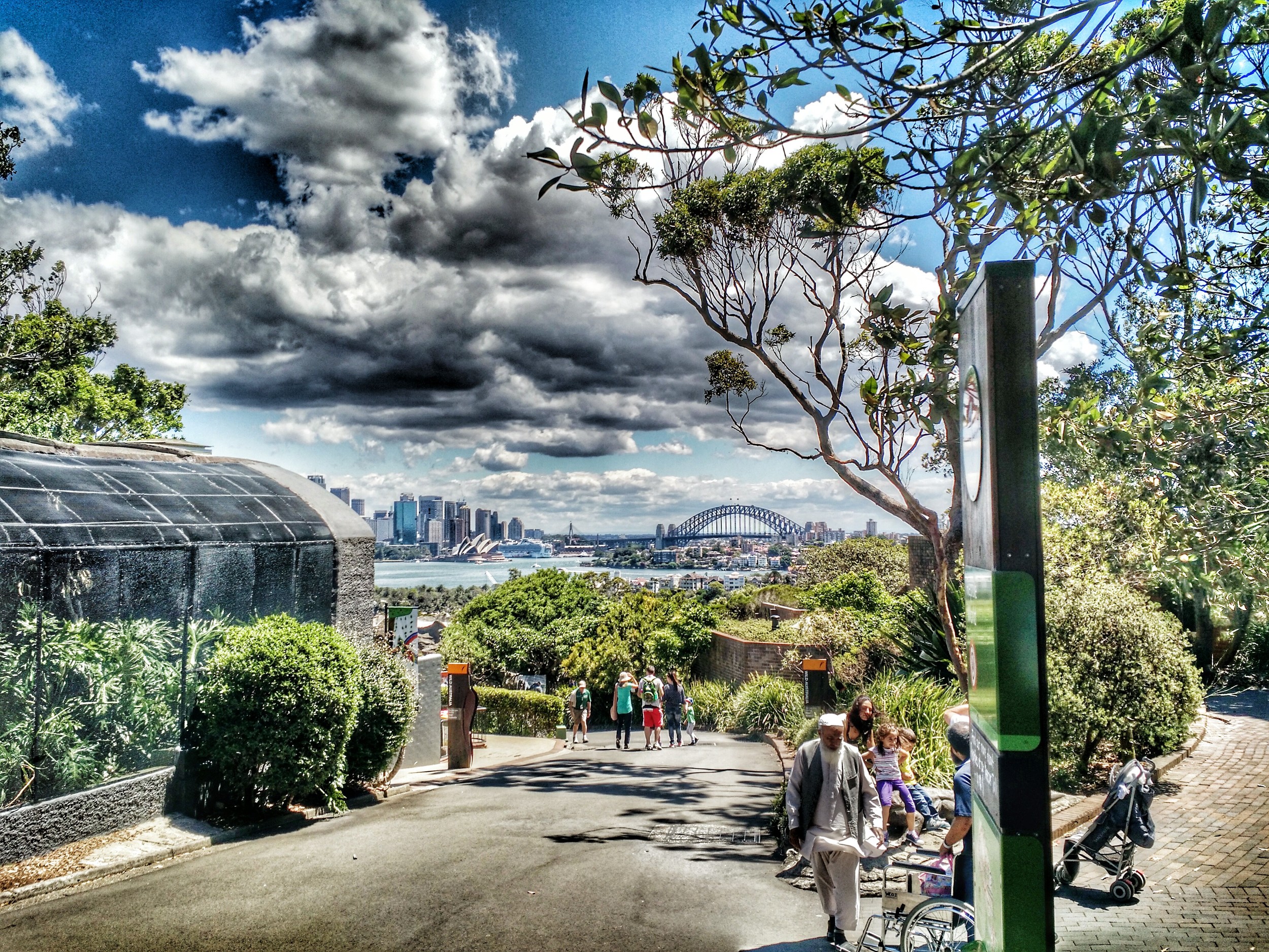 Sydney Zoo and the amazing view of downtown Sydney across the harbor