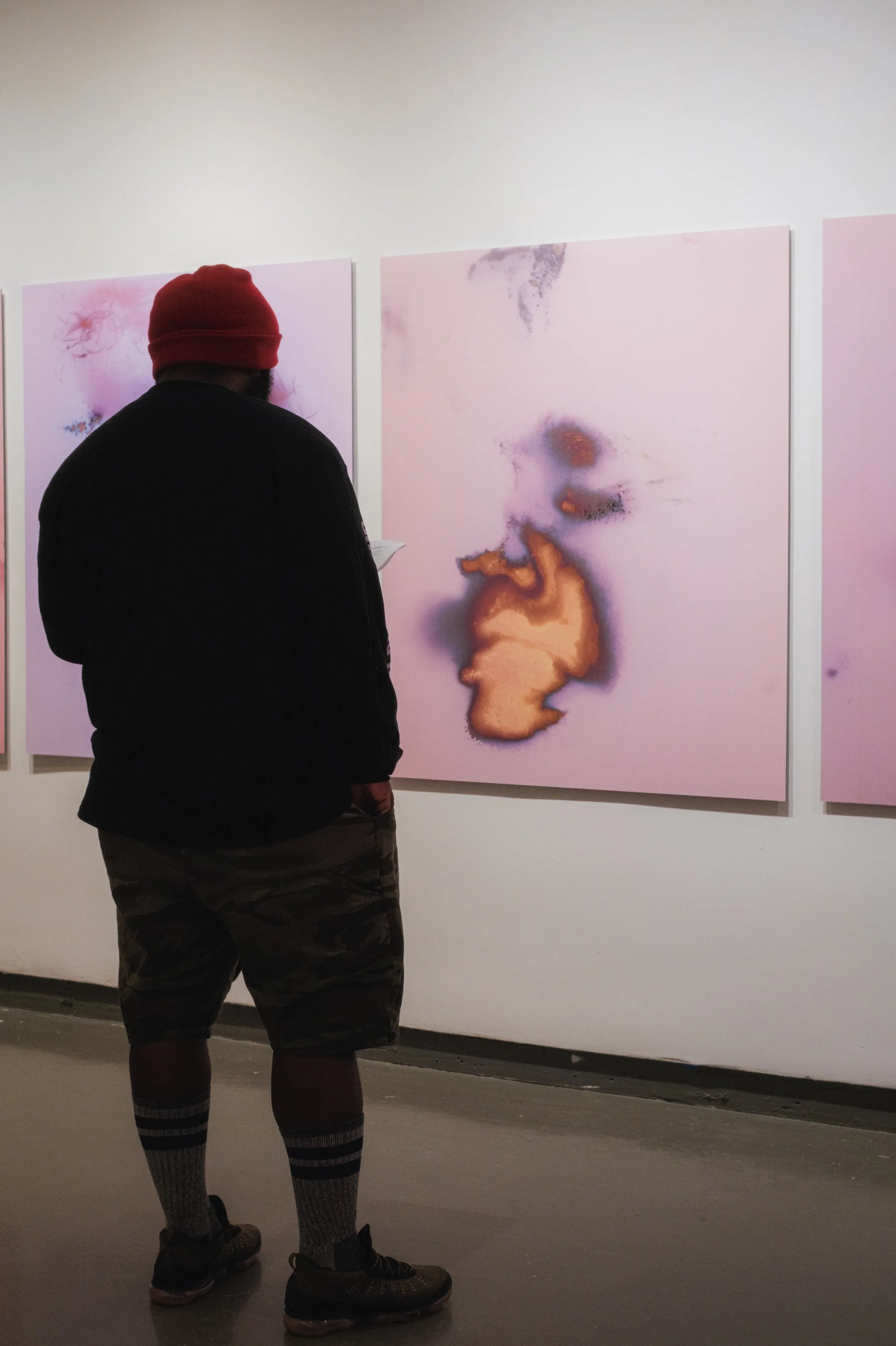 Installation image from "countermask." Photograph courtesy of Clint Fuller. On view at the Welch Gallery 130 at Georgia State University, March 2026.